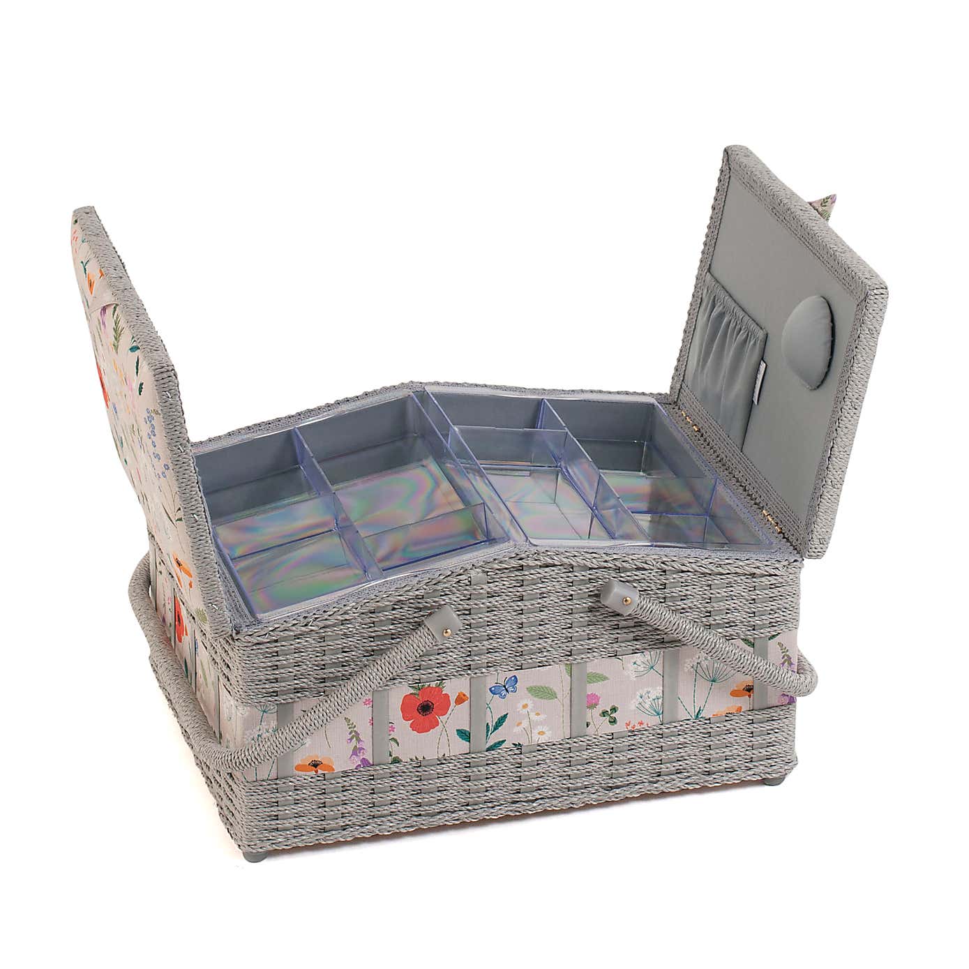 Red Wildflowers Hamper Sewing Box