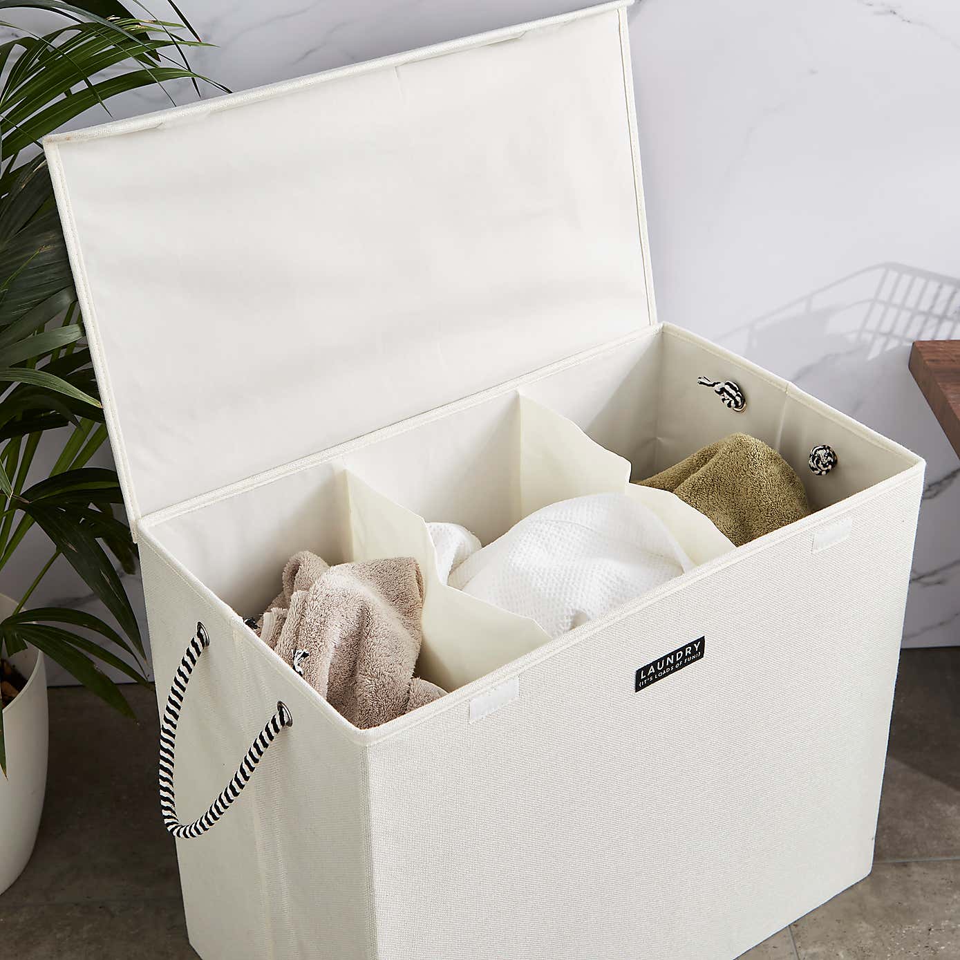 Industrial Triple Compartment Foldable Laundry Hamper