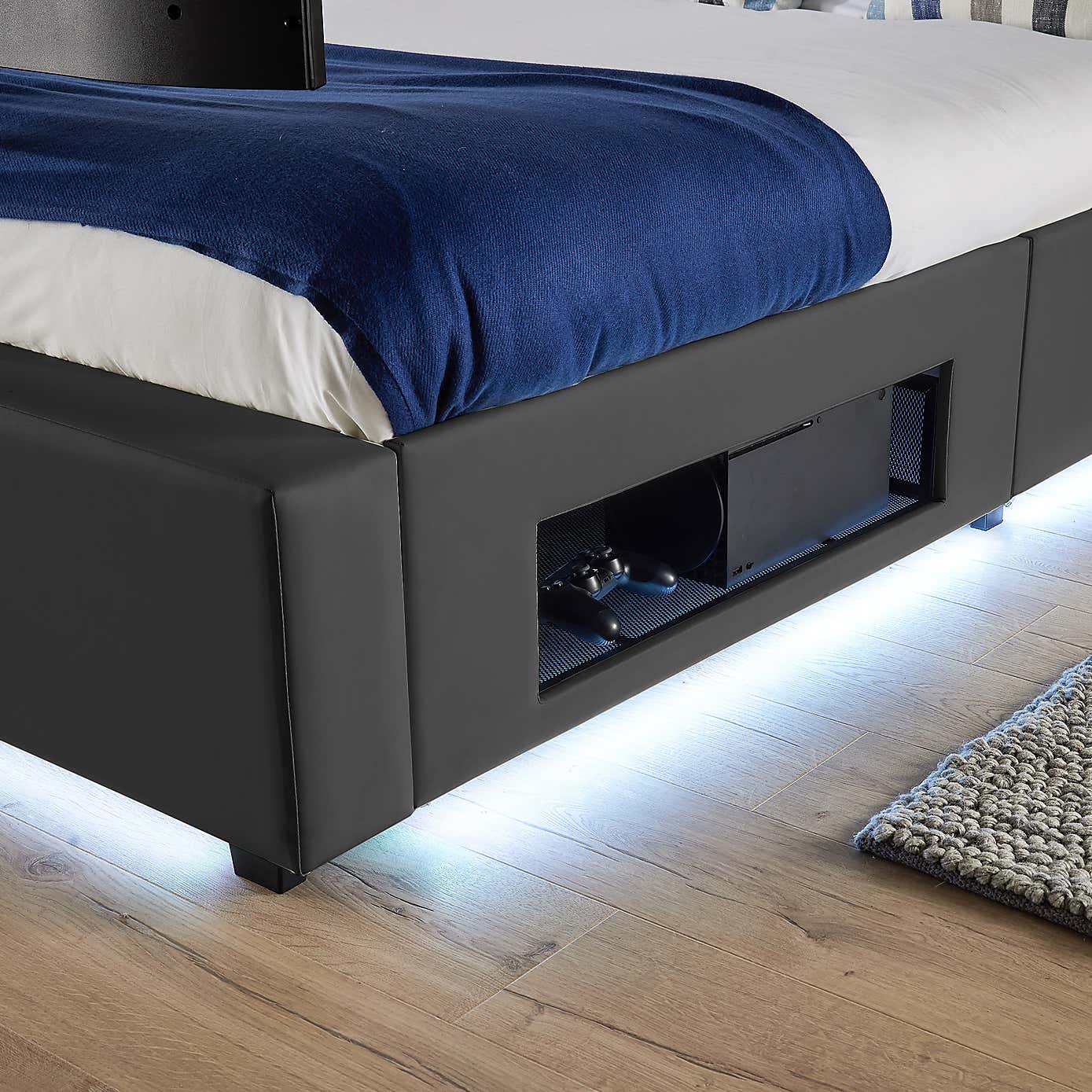 X Rocker Living Ava TV Bed with LED Lights and TV Mount