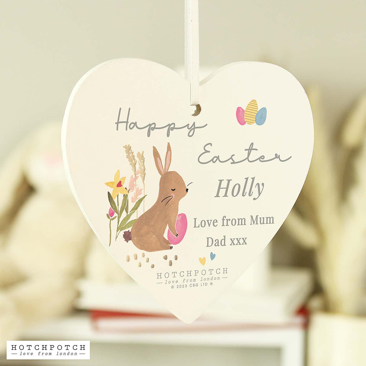 Personalised Bunny Hanging Heart Decoration