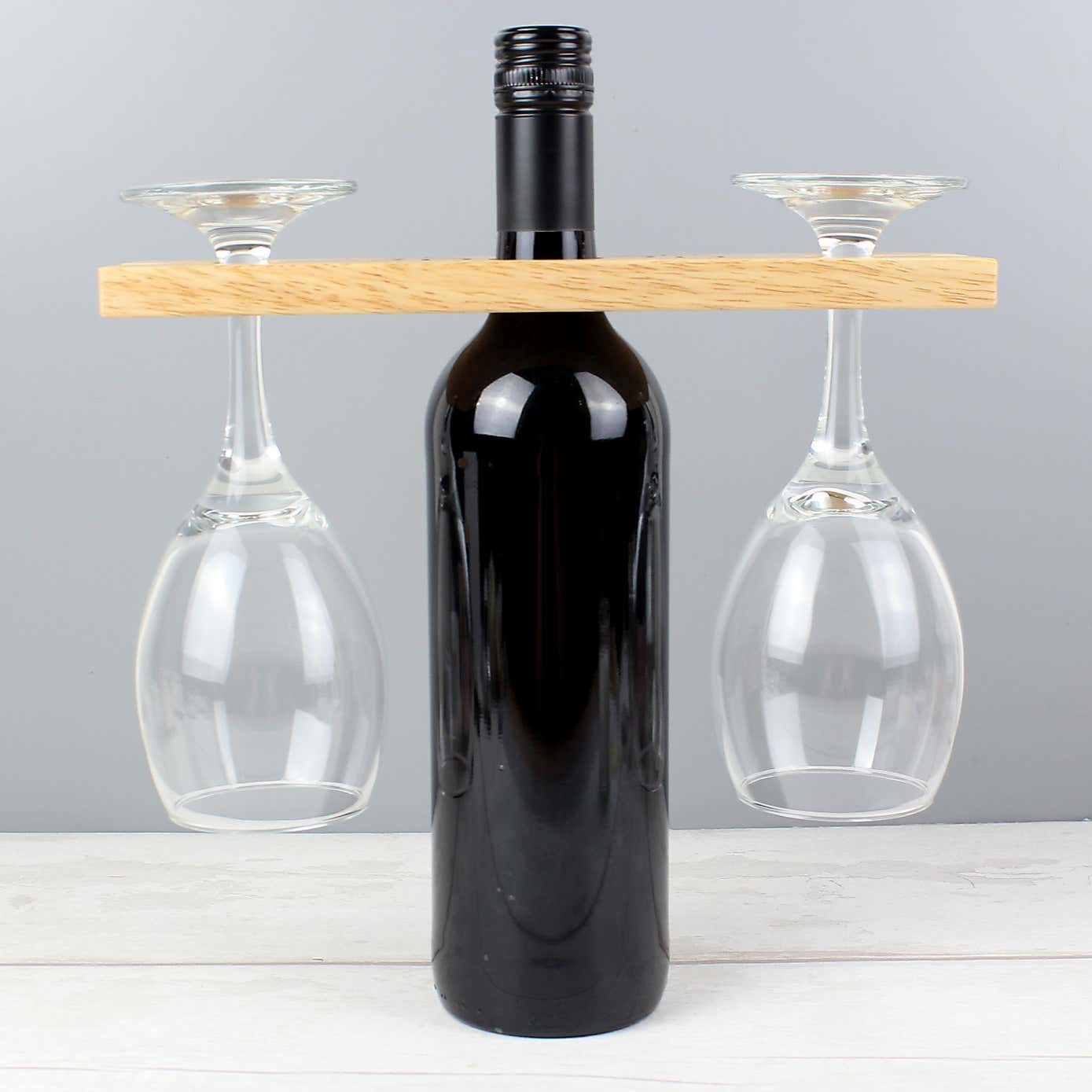Personalised Wine Oclock Wooden Wine Glass and Bottle Holder