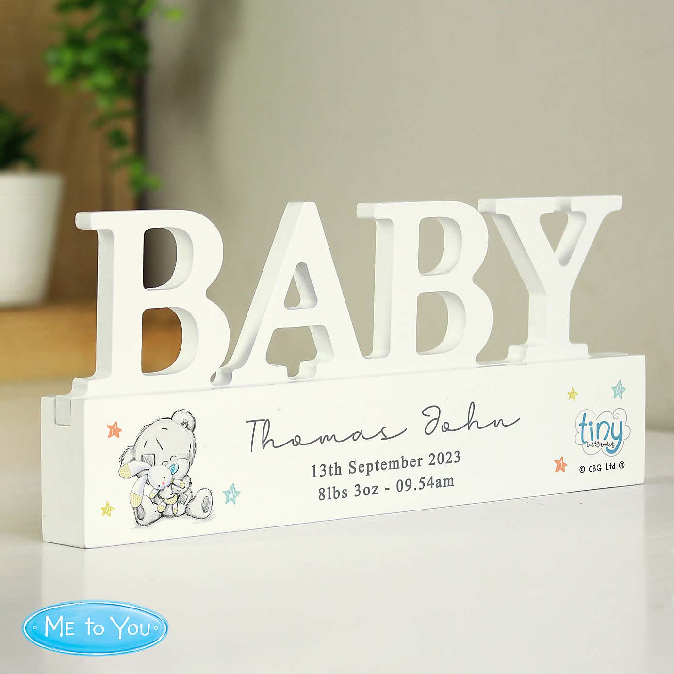 Personalised Tiny Tatty Teddy Wooden Baby Ornament