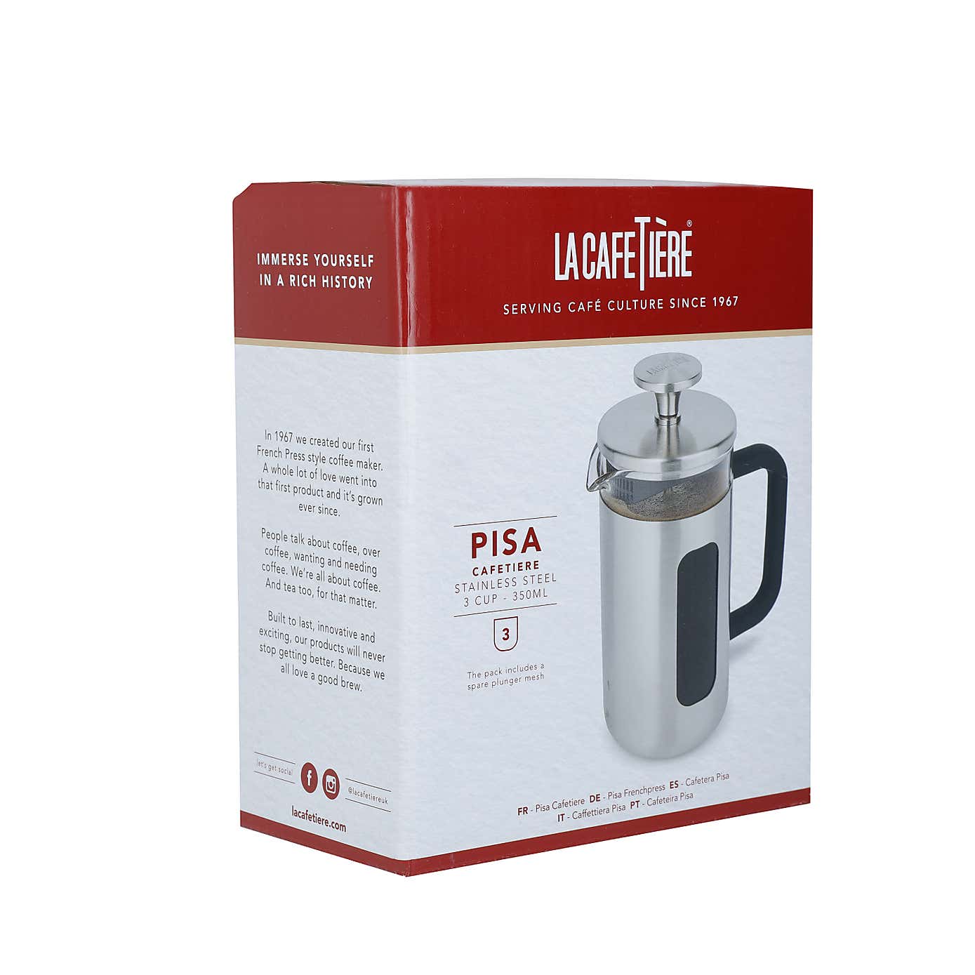 La Cafetiere Pisa 3 Cup Glass Cafetiere