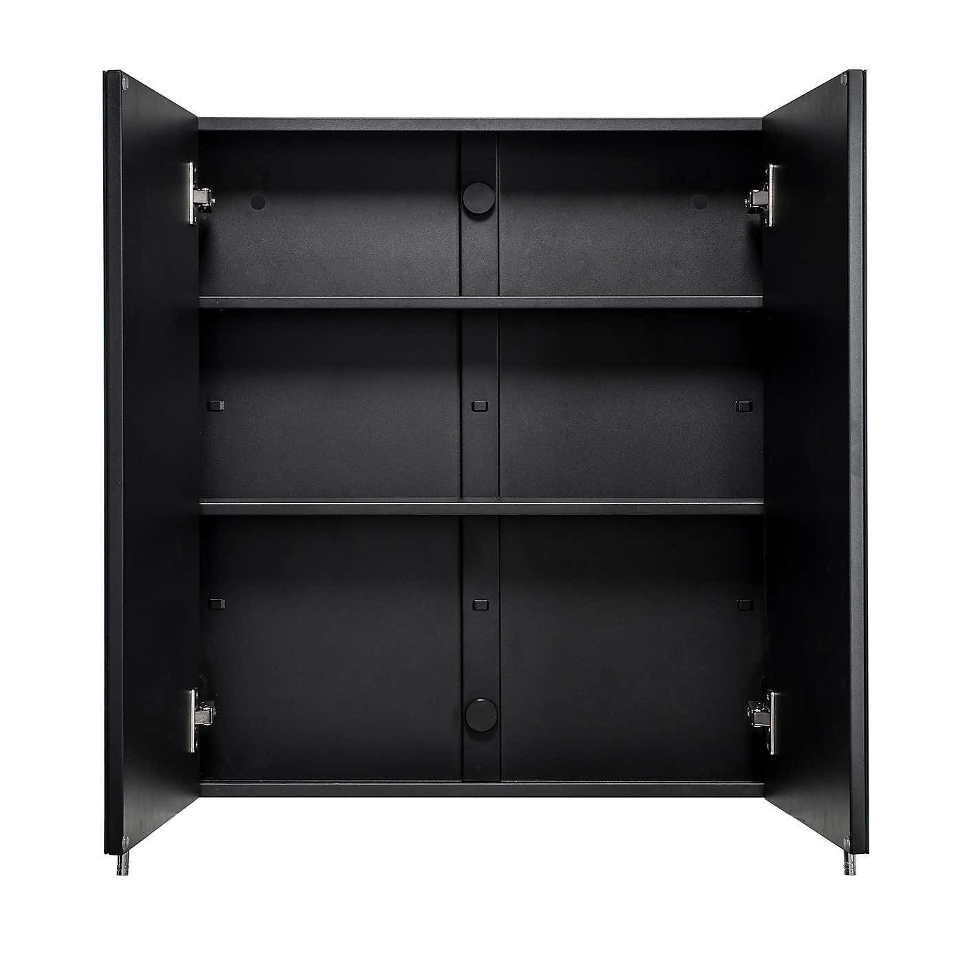 Dawley Steel Double Door Cabinet, Matt Black