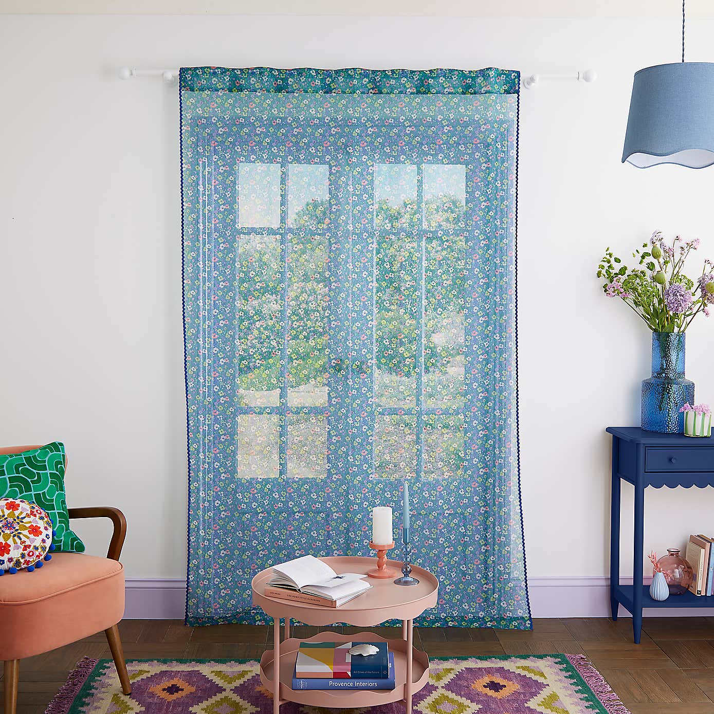 Sophie Robinson Petal Meadow Hidden Tie Top Single Curtain