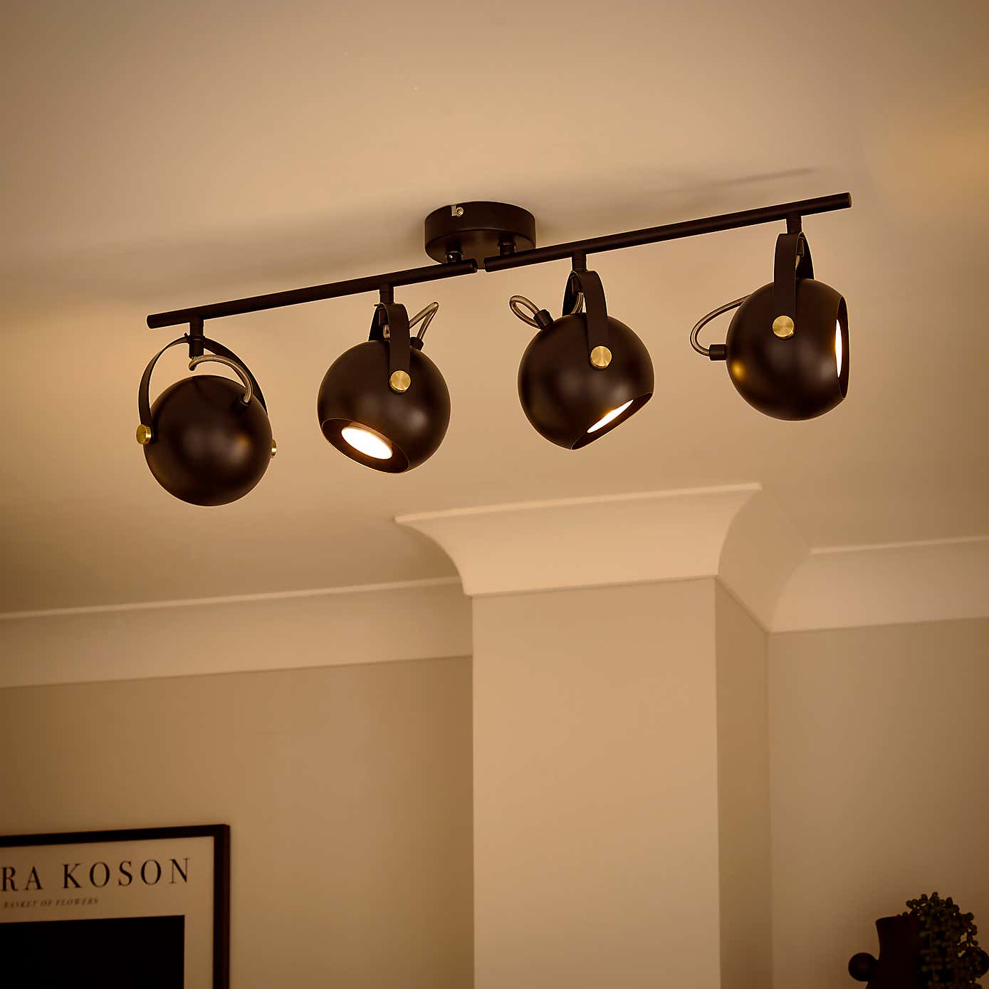 Elements Olympya 4 Light Adjustable Semi Flush Spotlight Bar