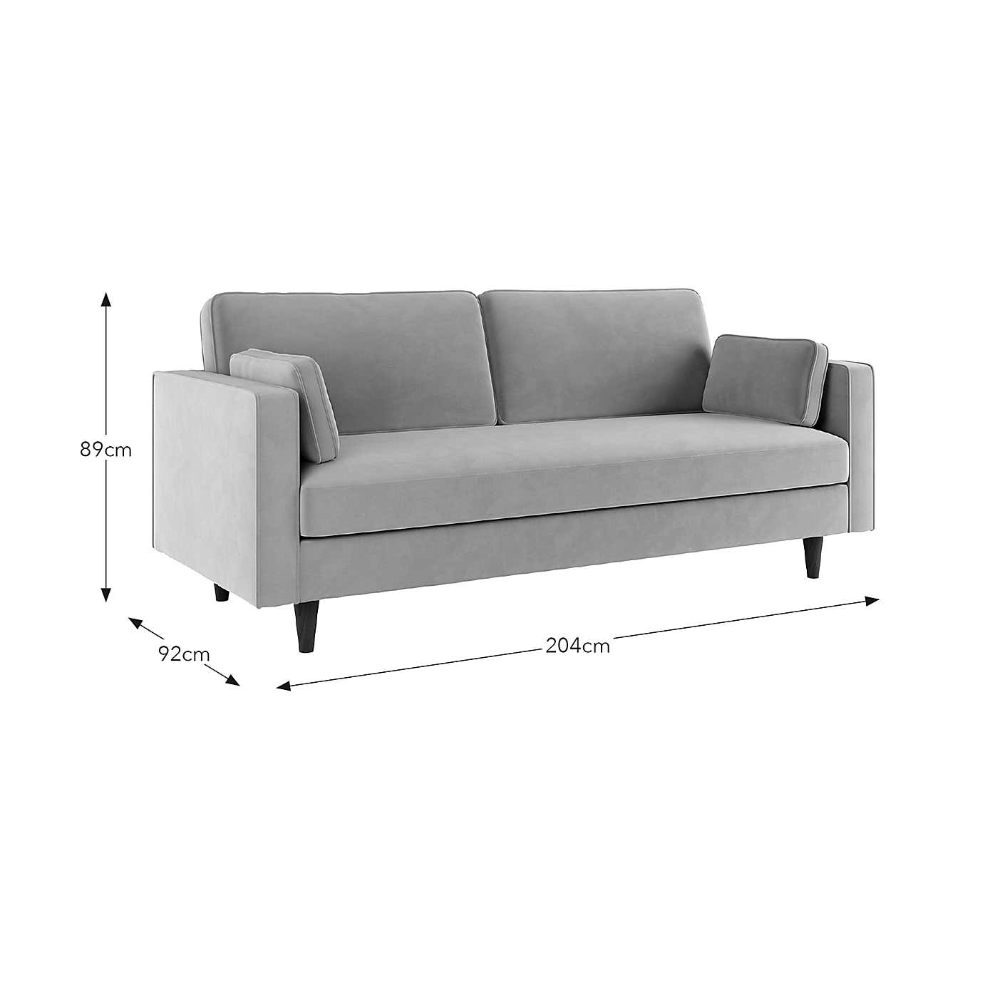 Zoe Plain Velvet 3 Seater Sofa