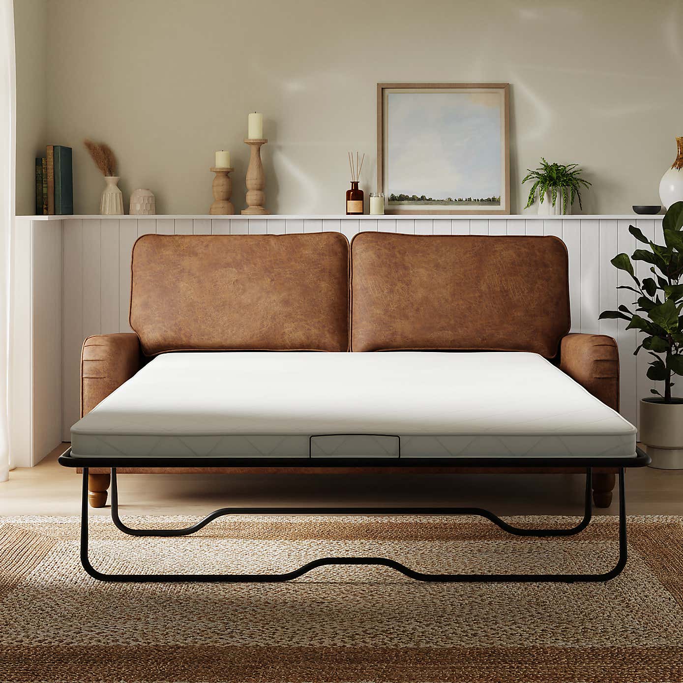 Beatrice Relaxed Faux Leather Sofa Bed