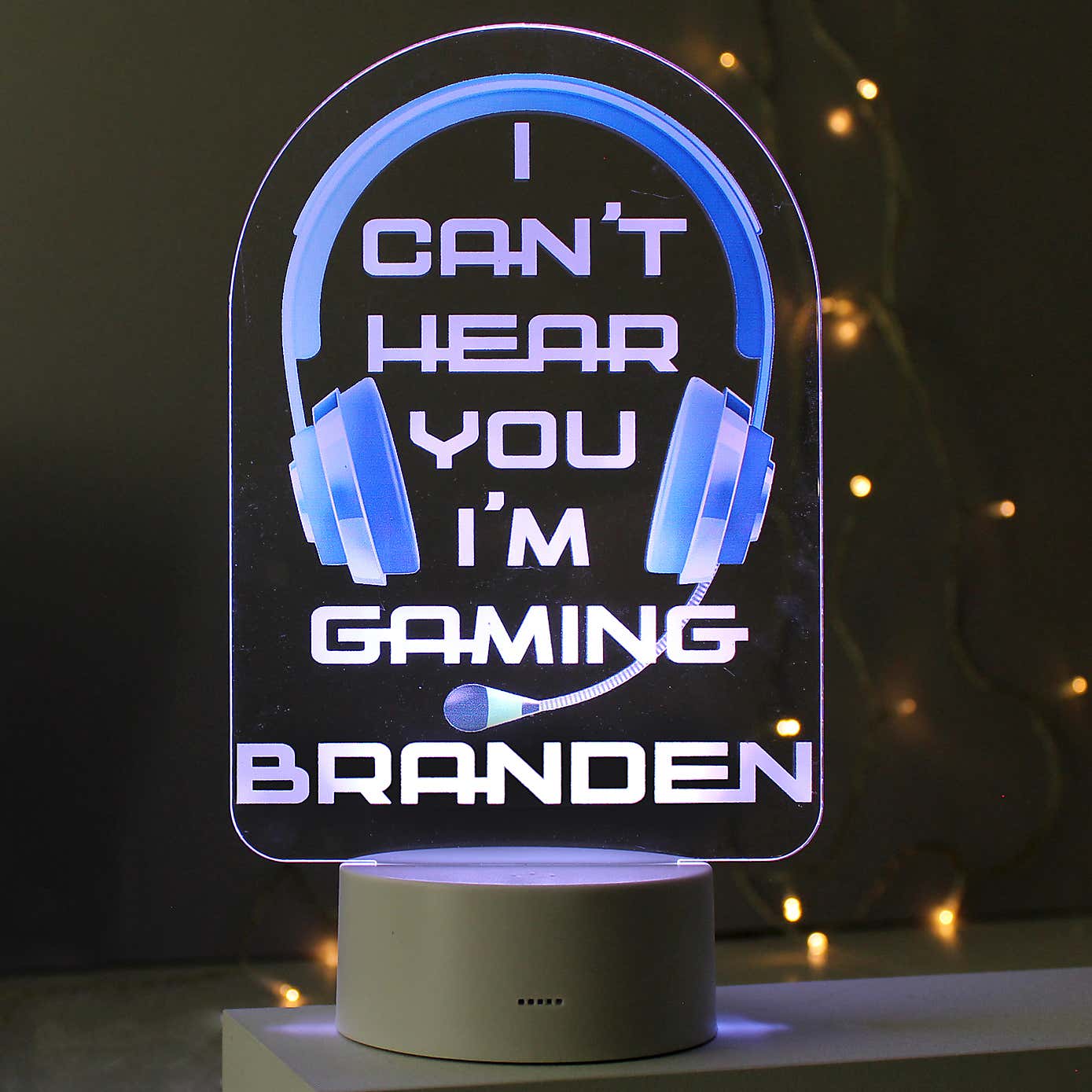 Personalised Blue Gaming Colour Changing Night LED Light