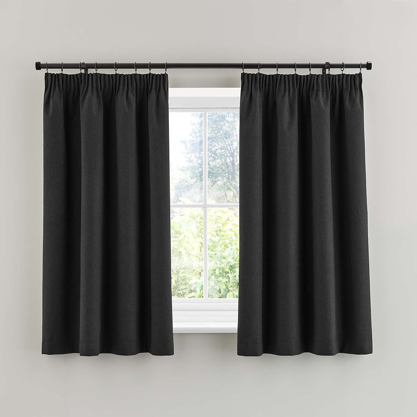 Luna Brushed Blackout Pencil Pleat Curtains
