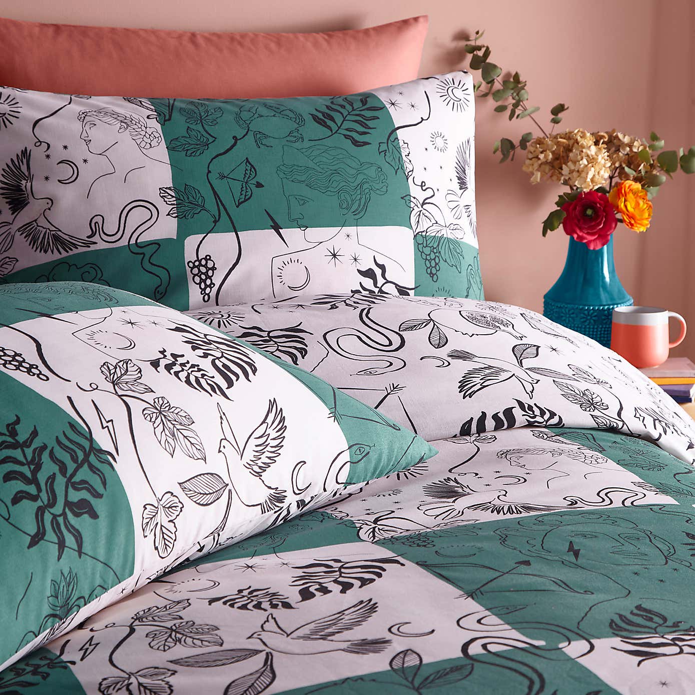 furn. Mythos Checkerboard Duvet Cover & Pillowcase Set