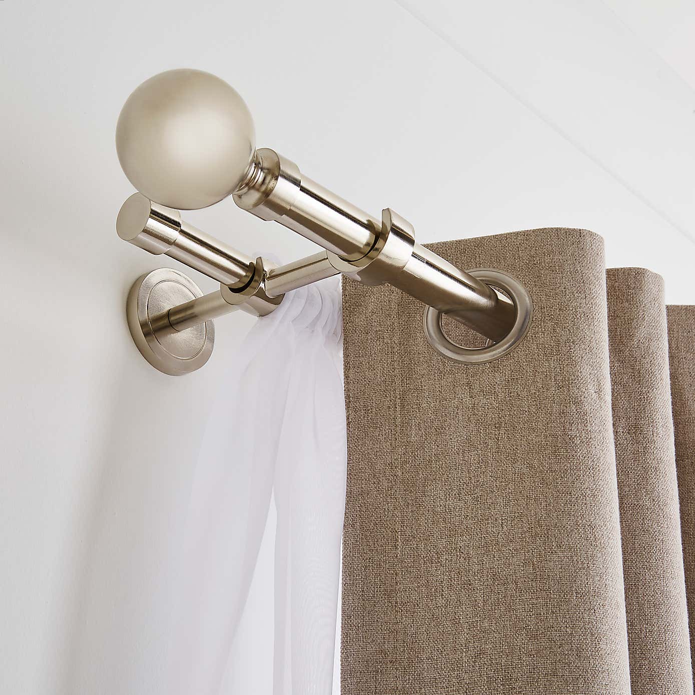 Ashton Double Layer Extendable Metal Curtain Pole