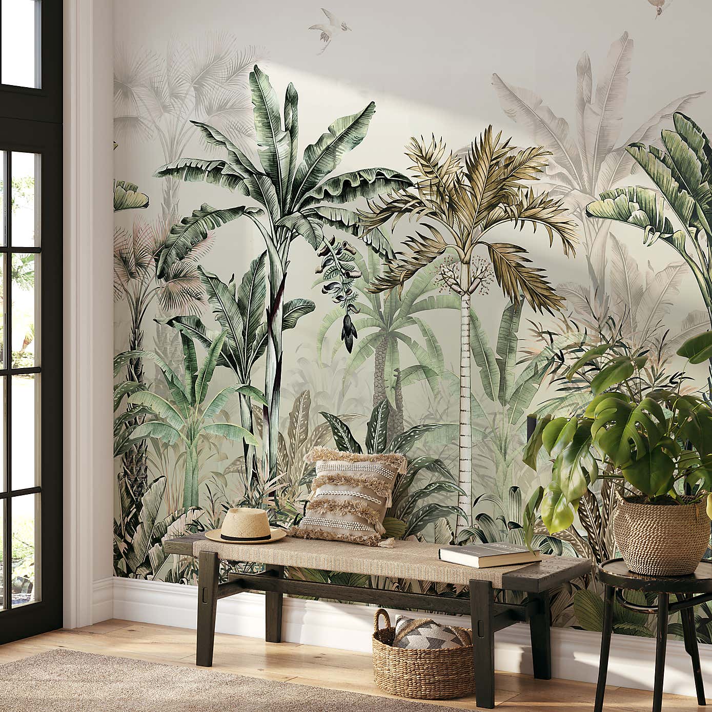 Tropical Oasis Sage Green Mural