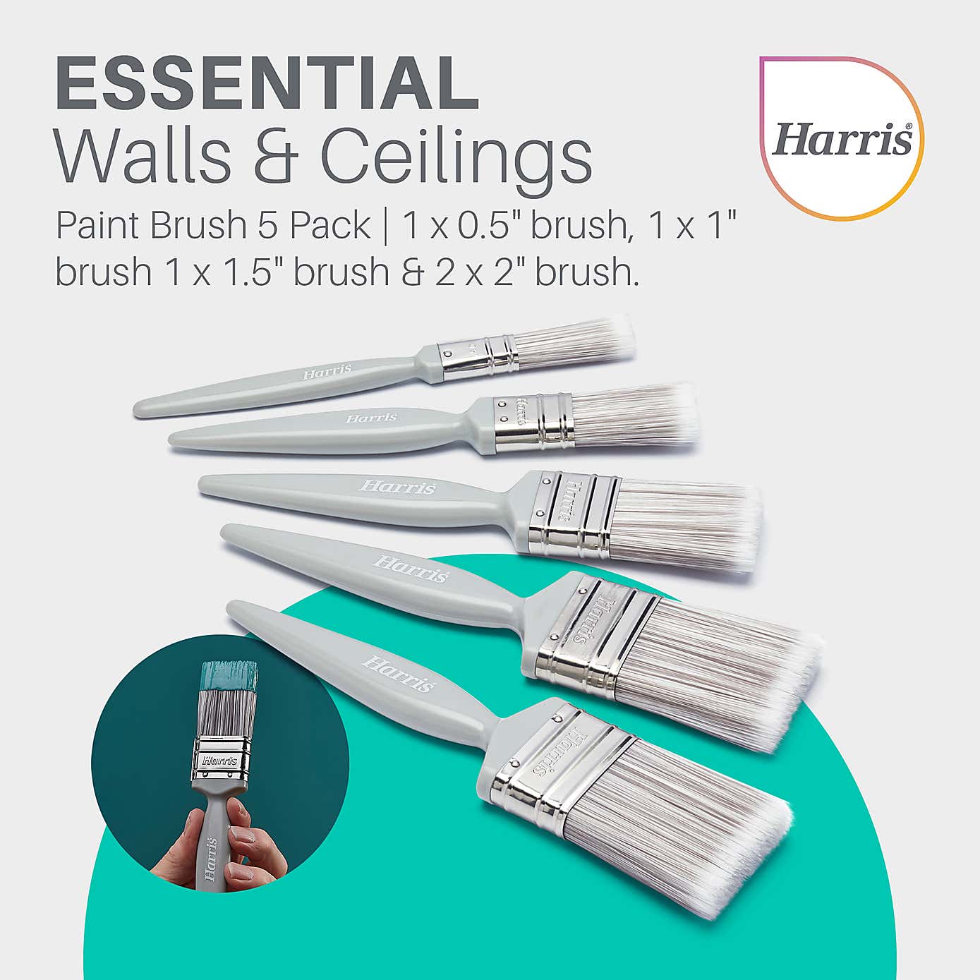 Essentials Walls & Ceiling Paint Brush 5 Pack