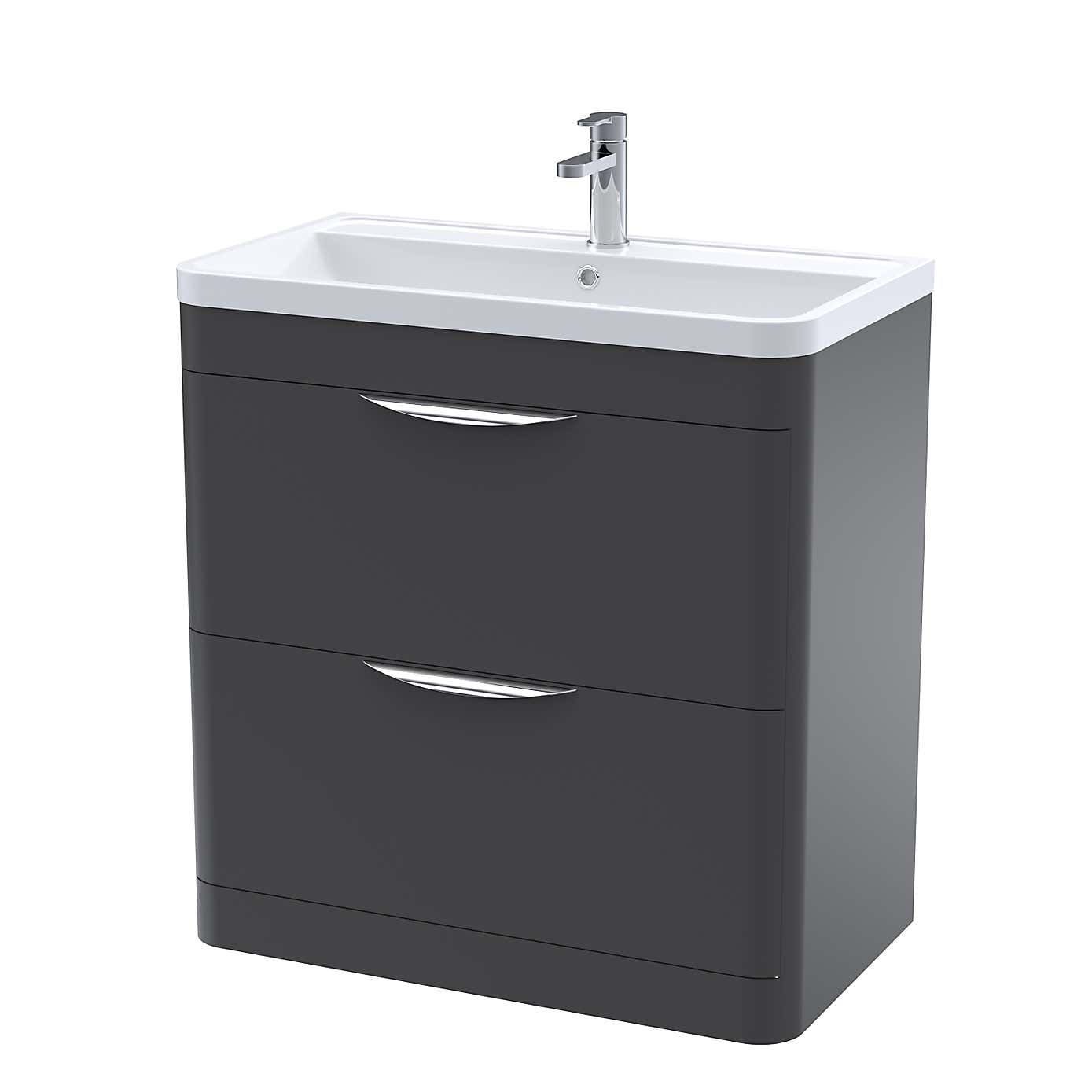 Parade Floor Standing 2 Drawer Vanity Unit with Ceramic Basin