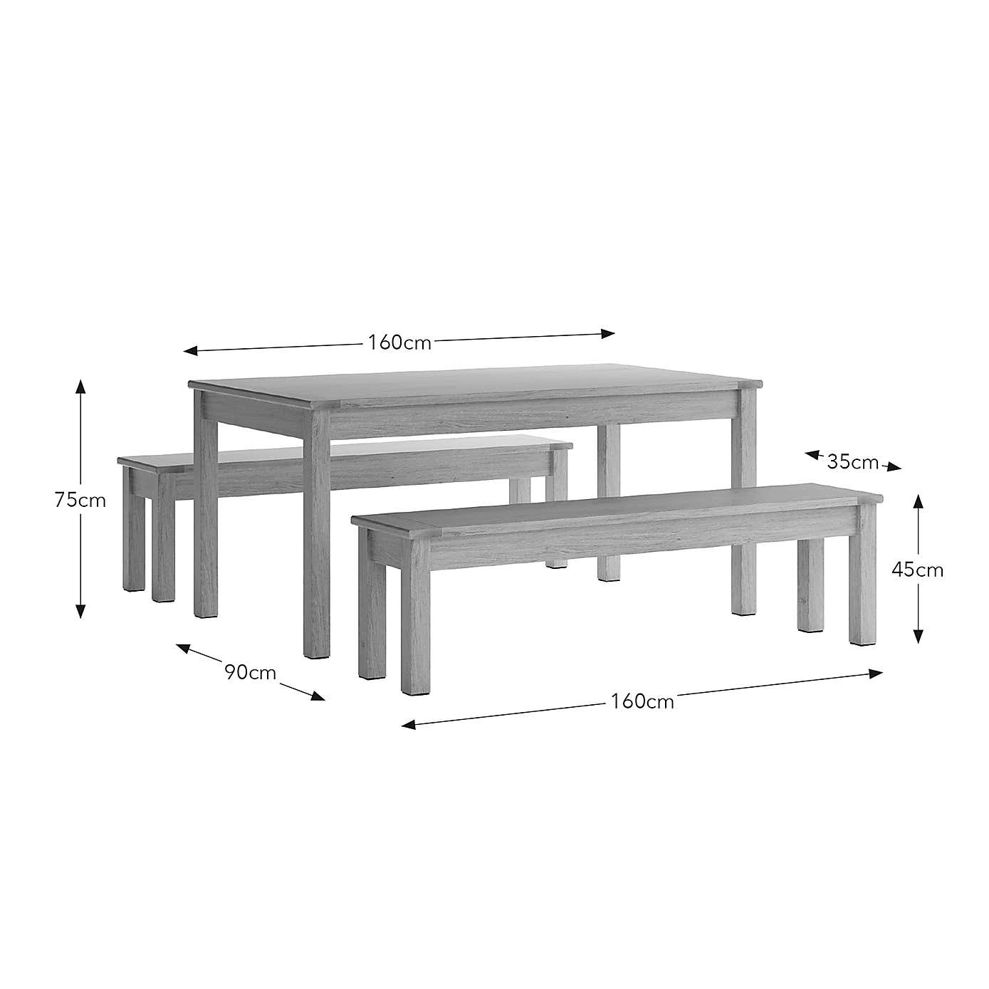 Olney 6 Seater Dining Table and Bench Set