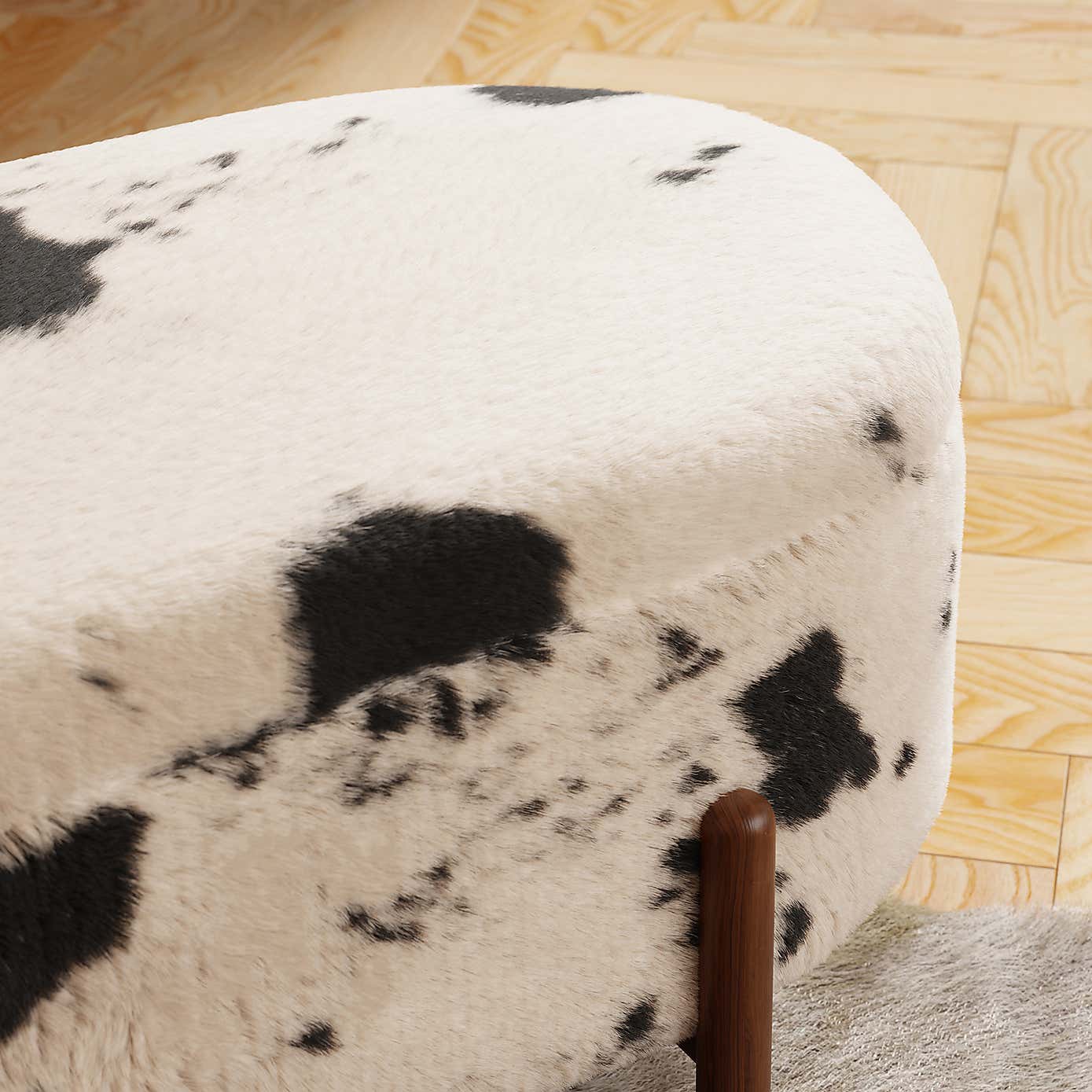 Marley Faux Cow Fur Storage Ottoman