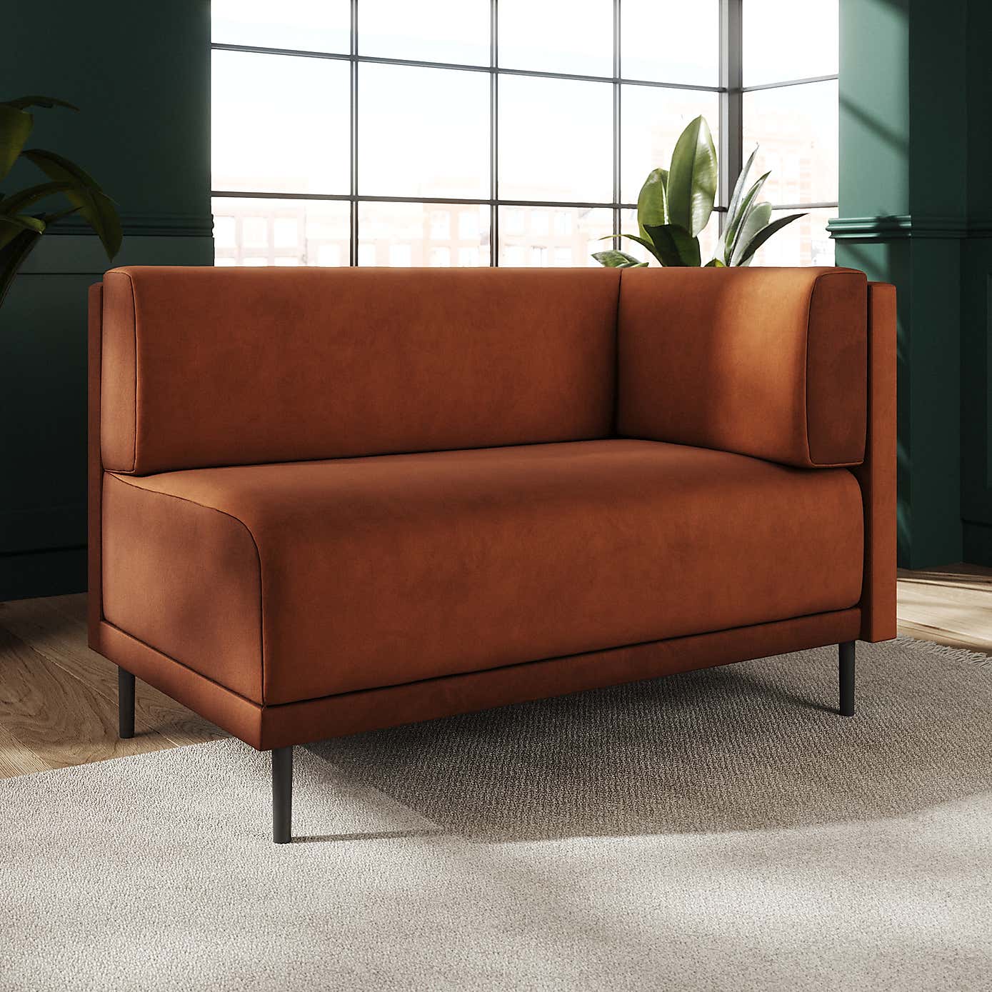 Mae Corner Dining Bench, Matte Plush Velvet