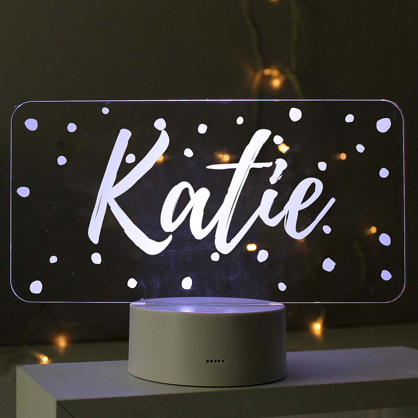 Personalised Polka Dot Name Colour Changing Night LED Light