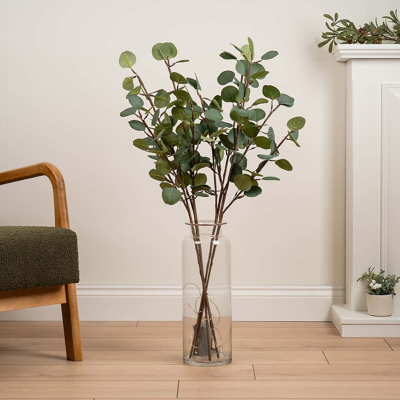 Set of 2 Pre-lit Artificial Eucalyptus Branches