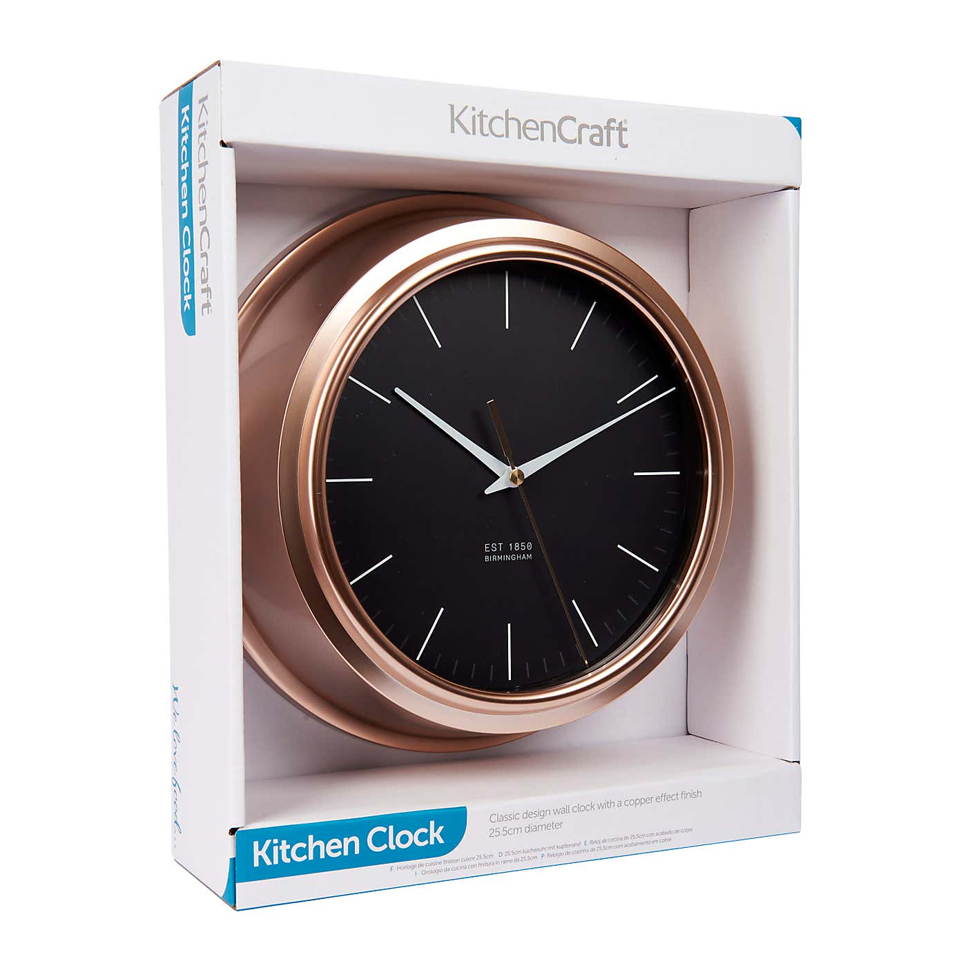 Copper-Effect Modern Analogue Wall Clock