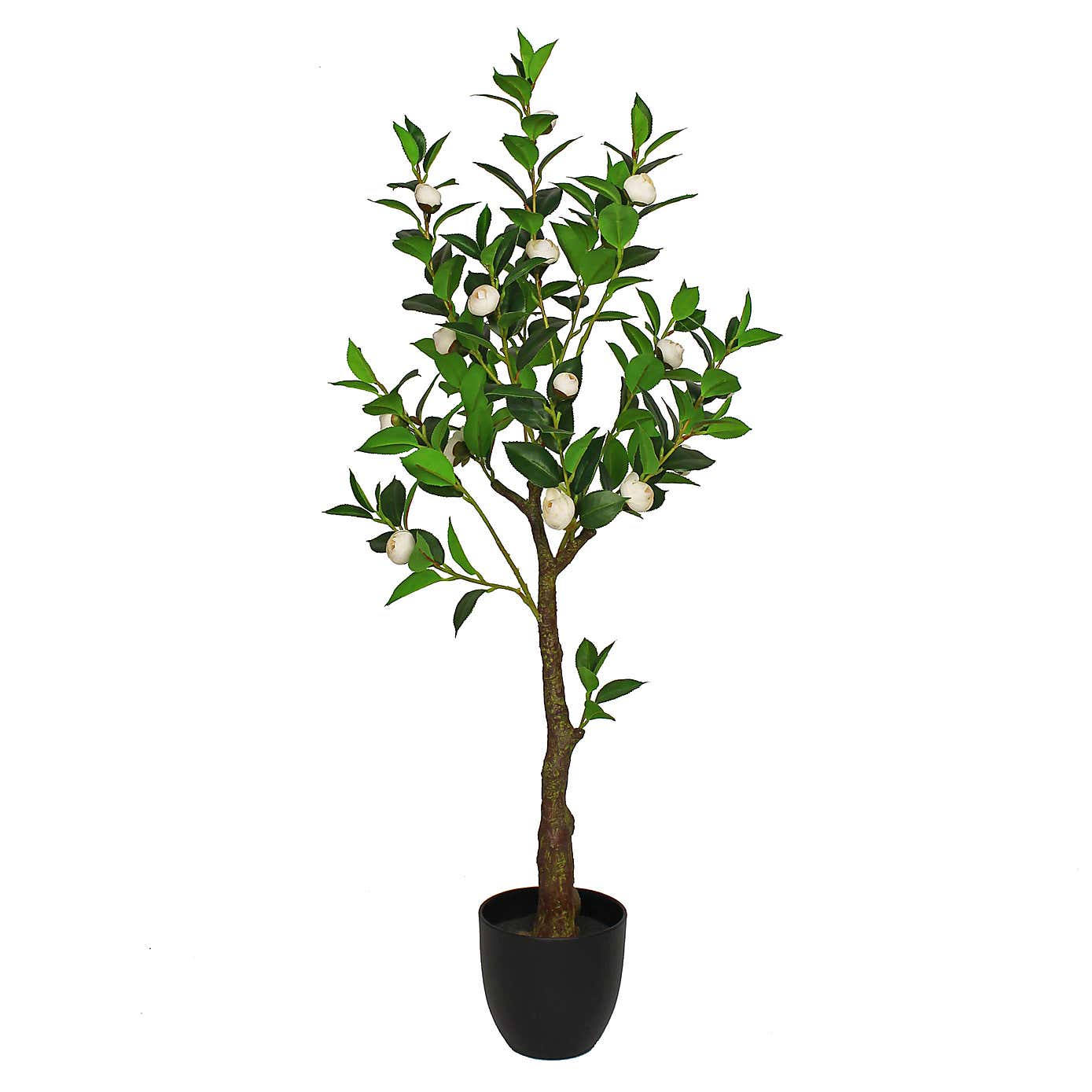 Artificial Camellia Tree in Black Plant Pot