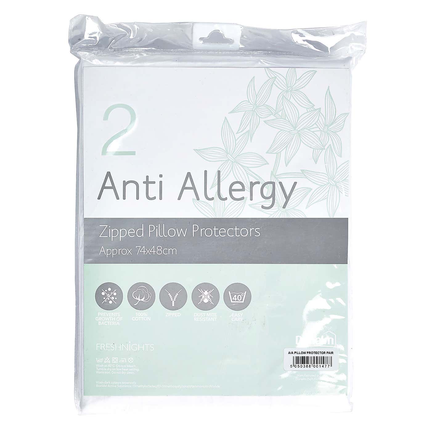 Freshnights Anti Allergy Zipped Pair of Pillow Protectors