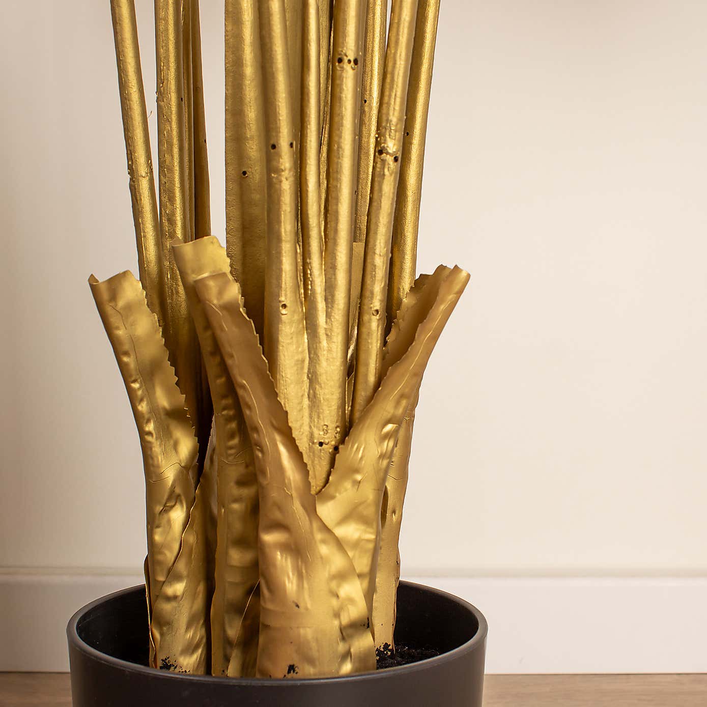 Artificial Gold Banana Palm Tree in Black Plastic Plant Pot