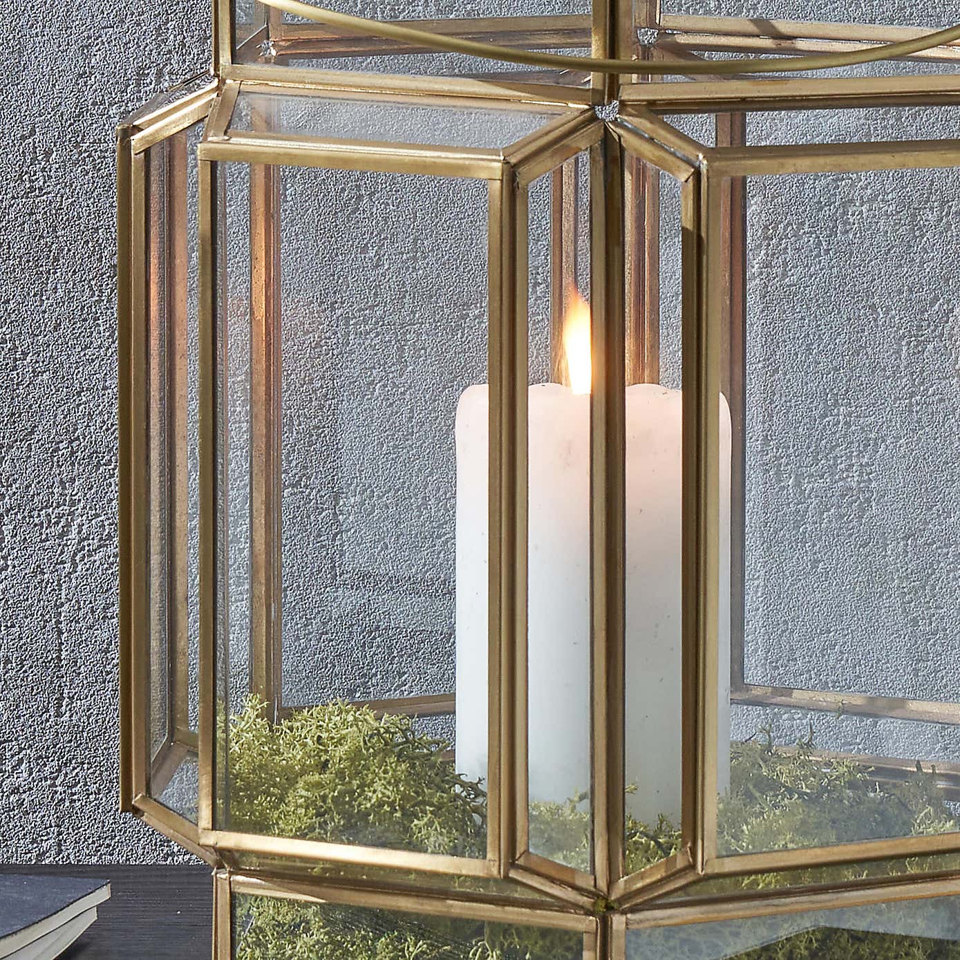 Brass Wide Hexagon Lantern