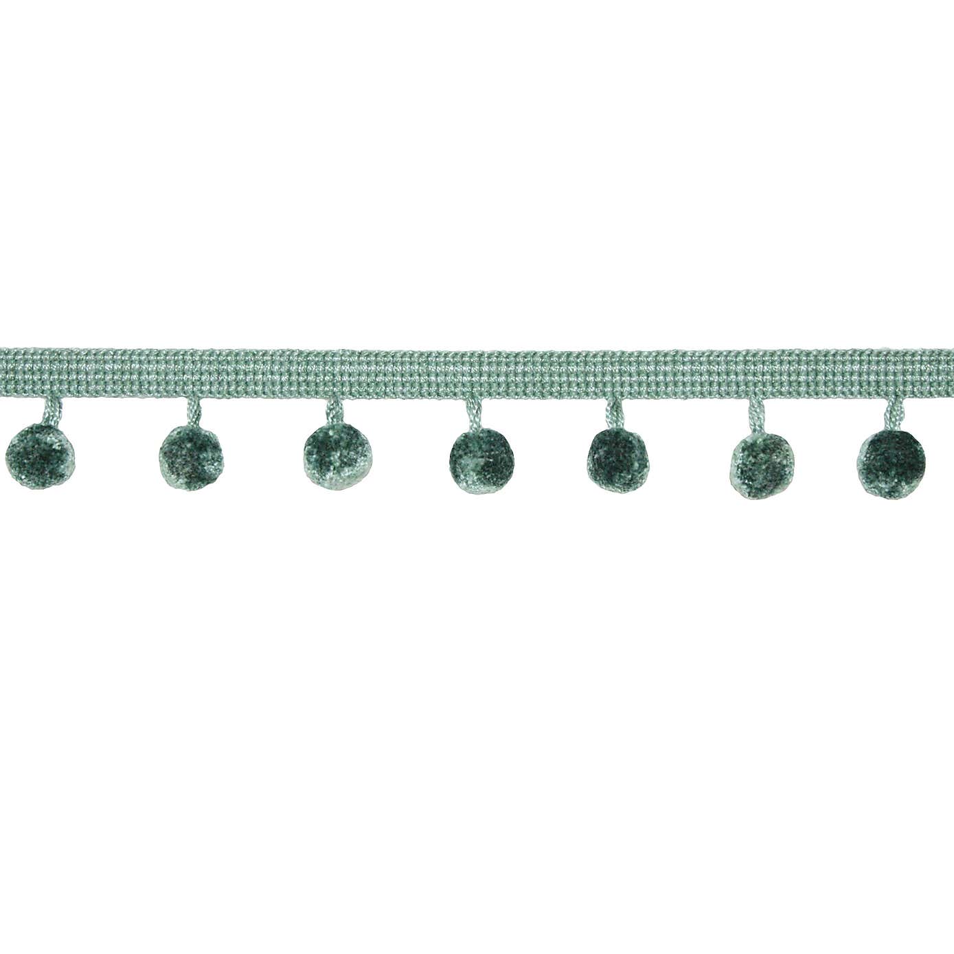 Chenille Pom Pom Fringe Teal Trim