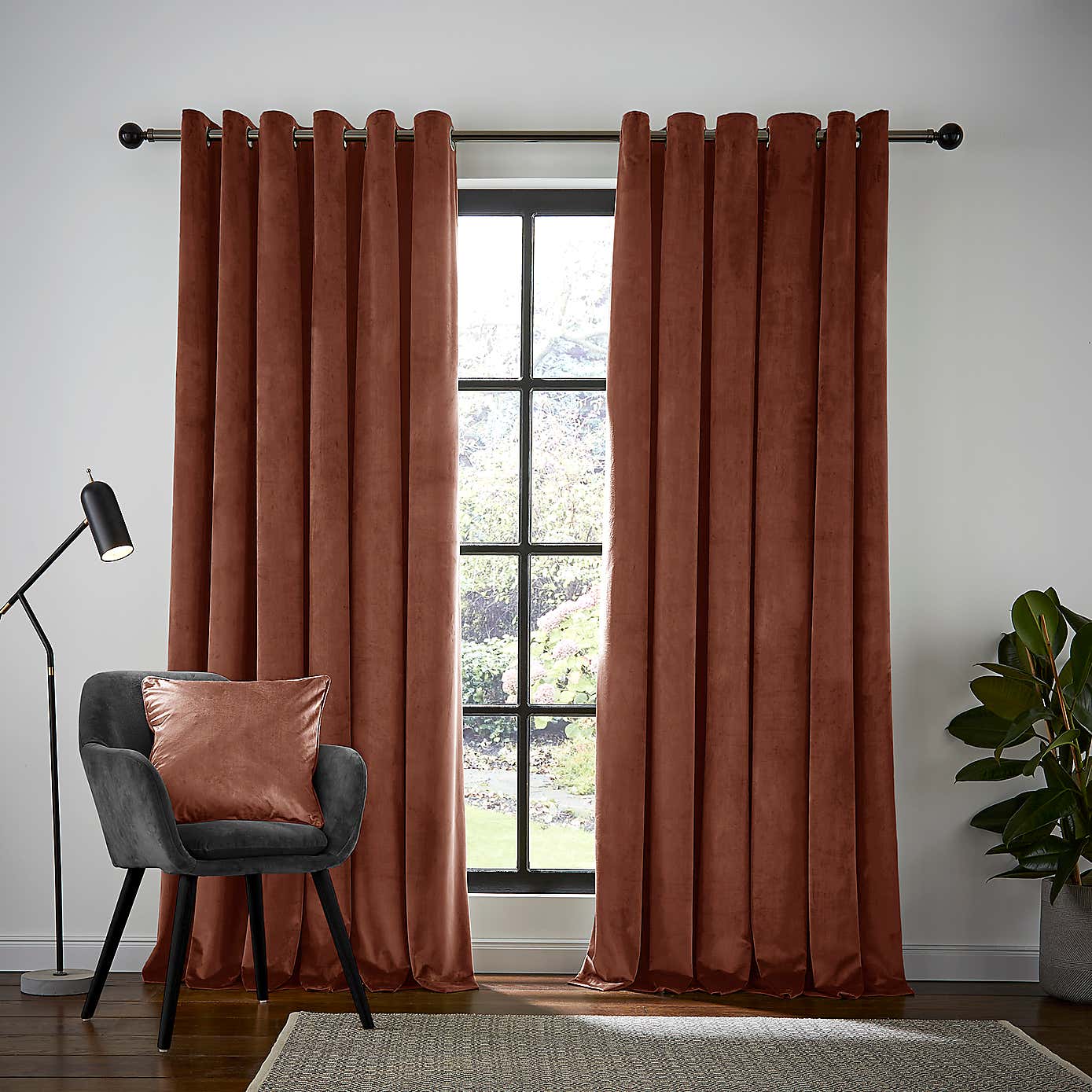 Recycled Velour Eyelet Curtains