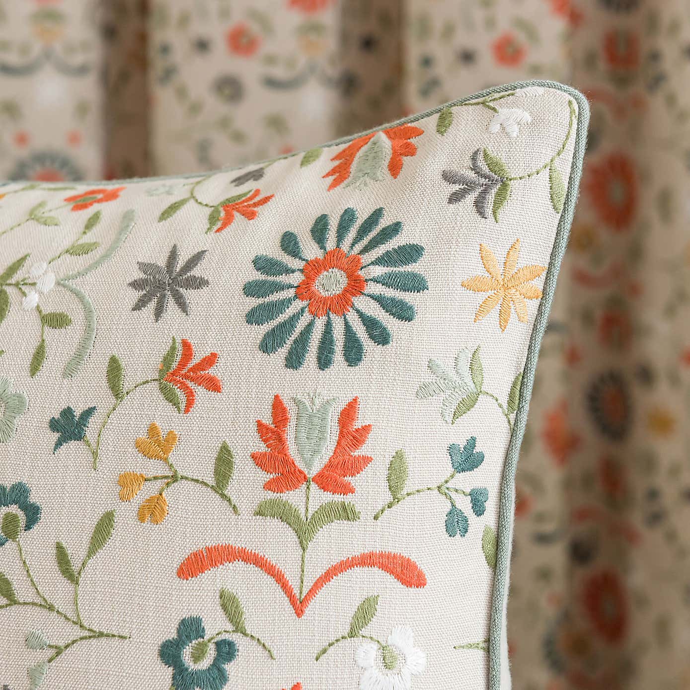 Folk Floral Square Cushion