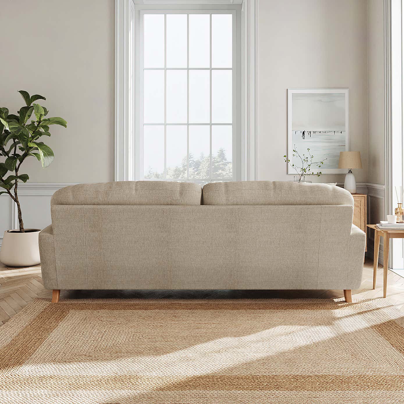 Martha Slub Faux Linen 4 Seater Sofa