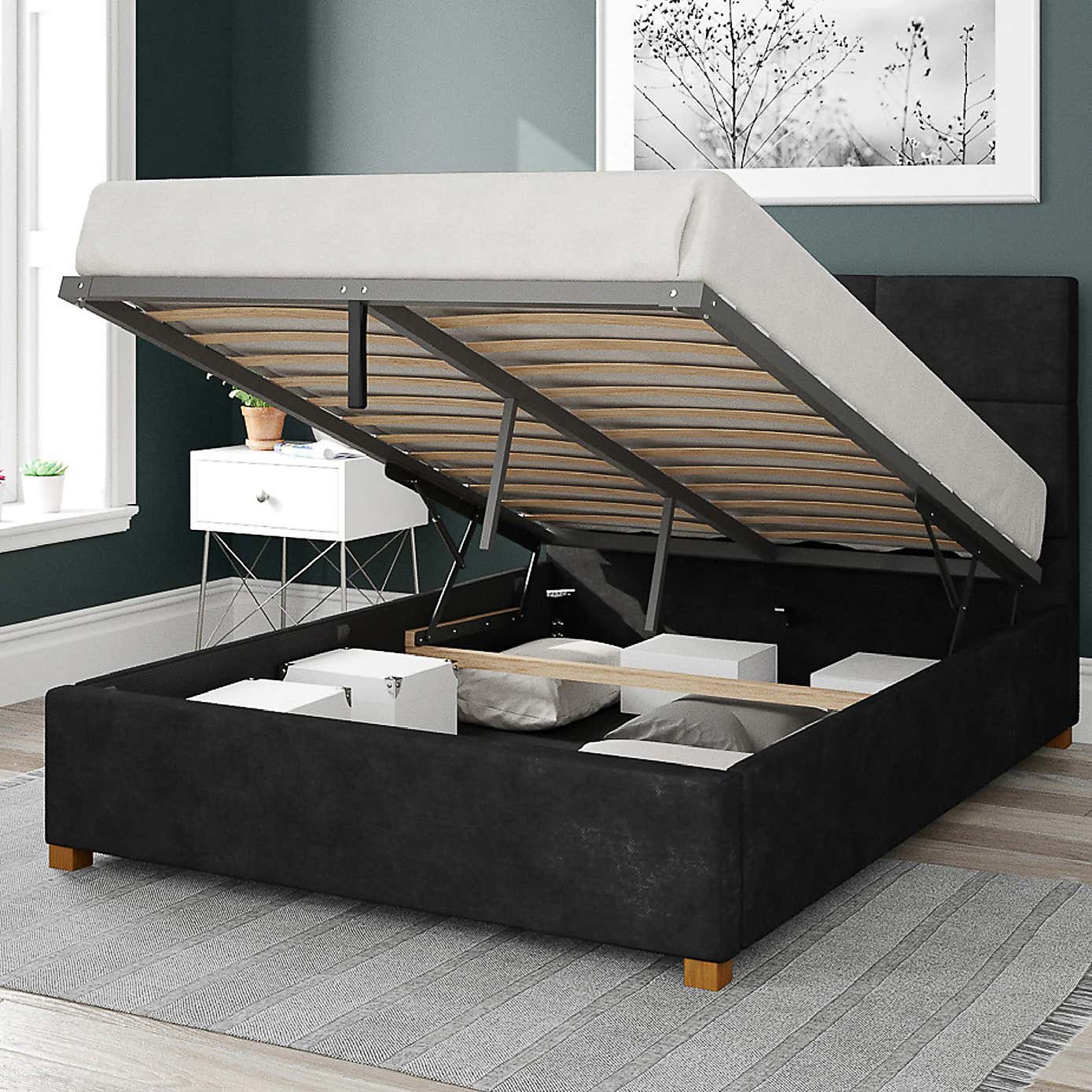 Caine Kimyo Linen Ottoman Bed Frame