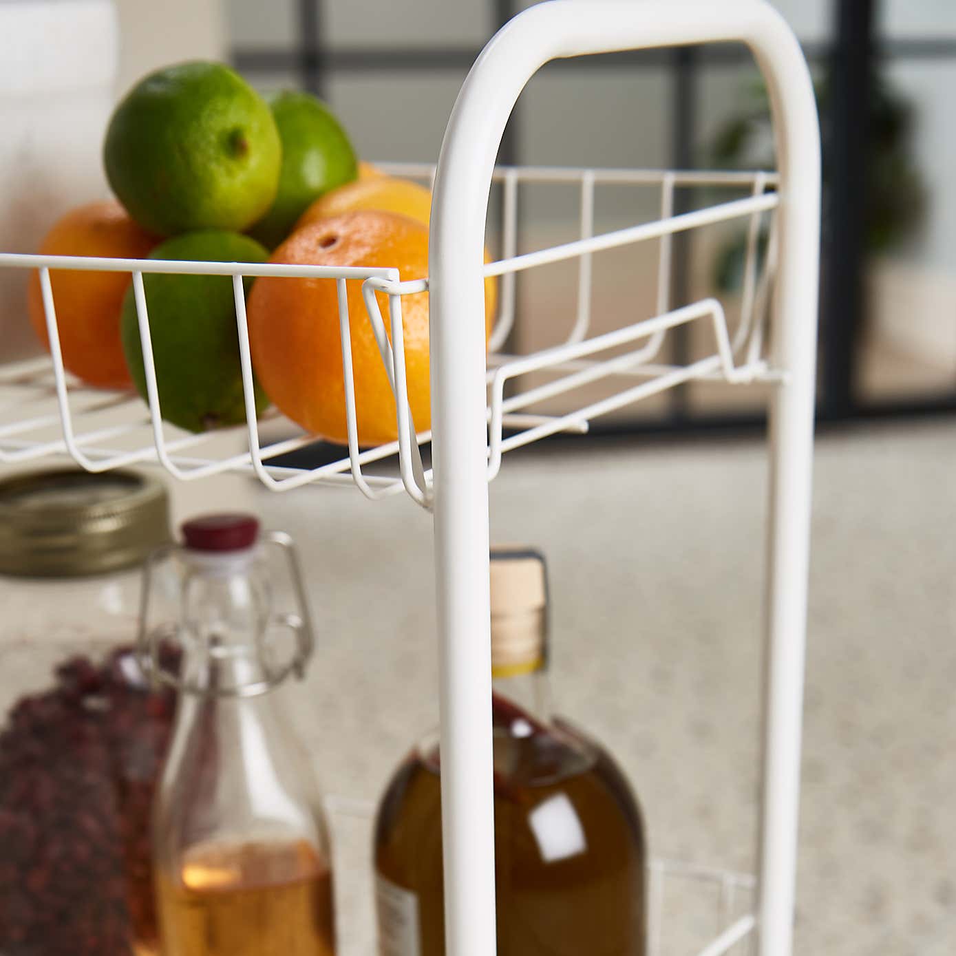 White 3 Tier Wire Trolley