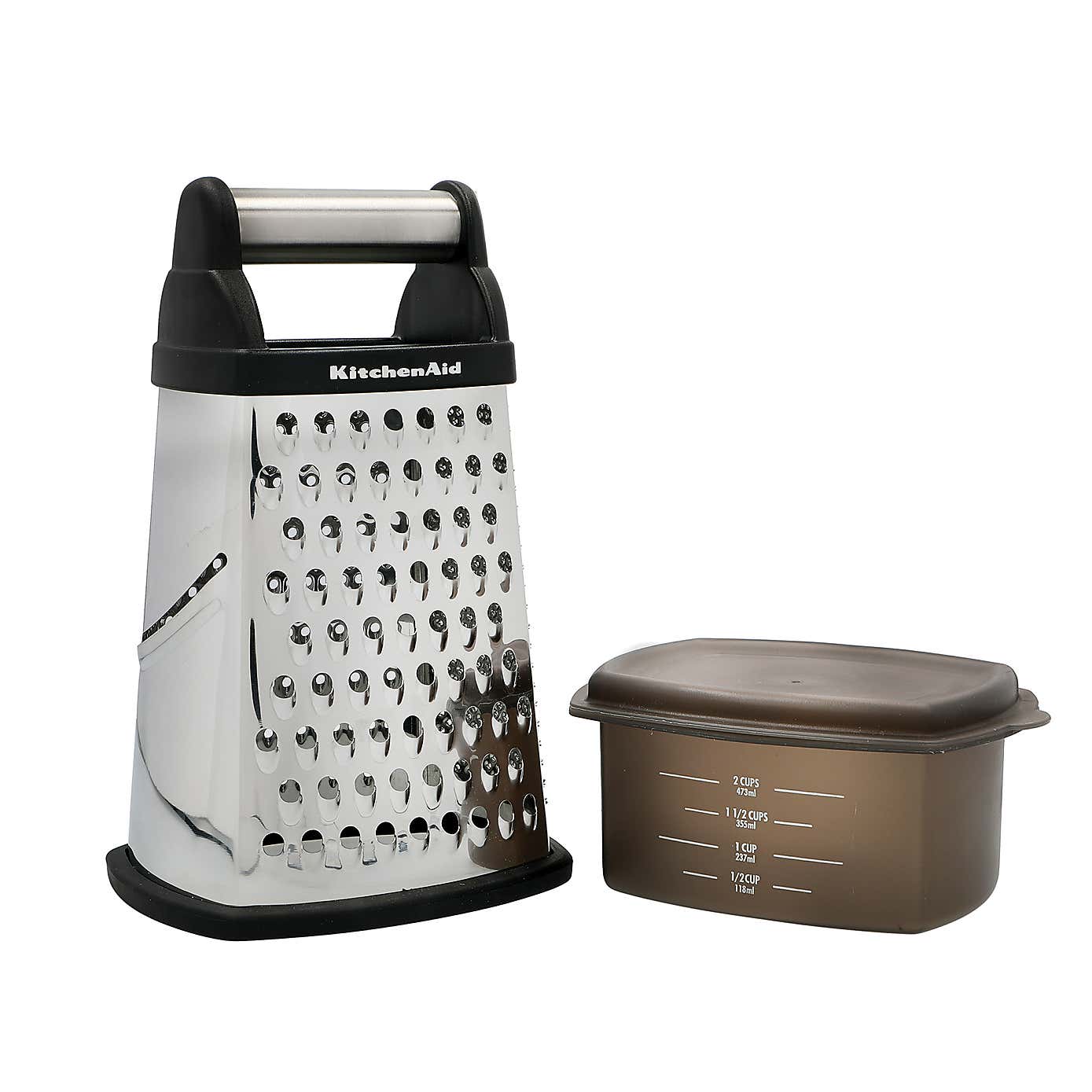 KitchenAid 4 Sided Stainless Steel Box Grater with Measuring Cup