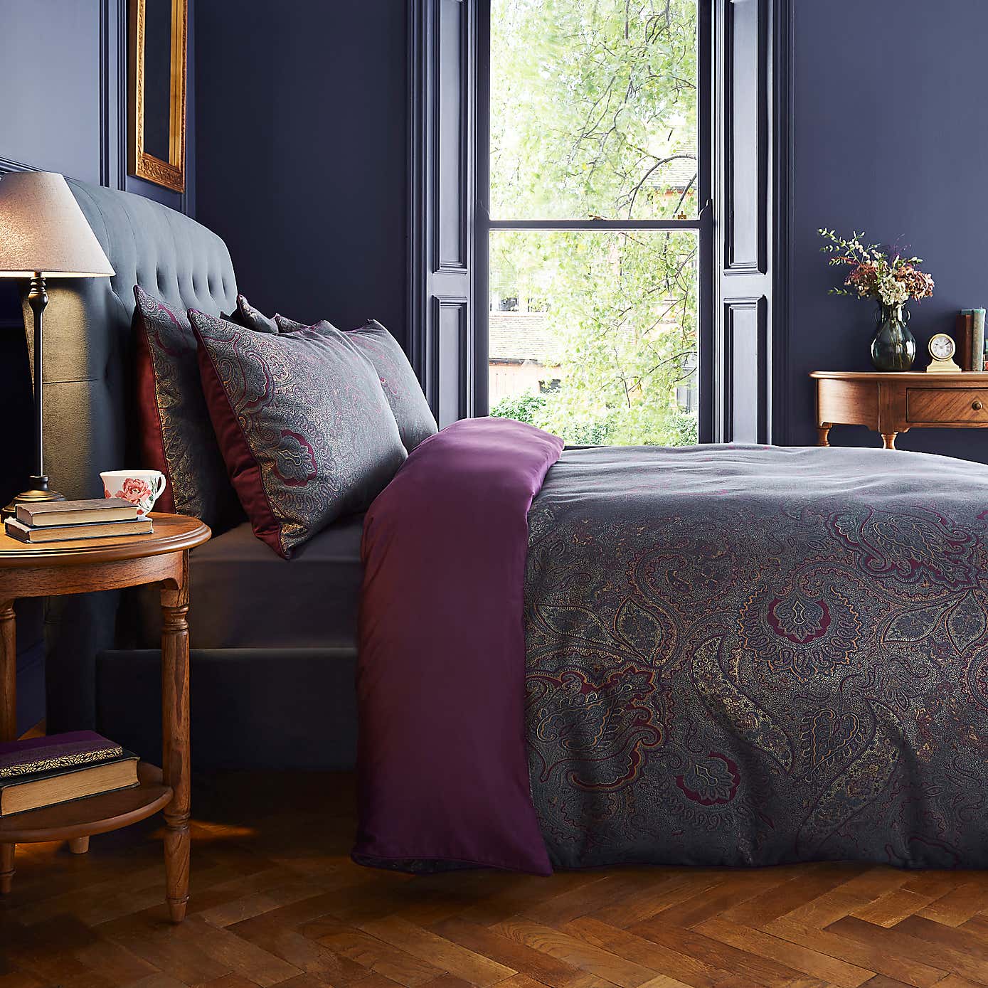 Dorma Paisley Jacquard Damson Duvet Cover and Pillowcase Set