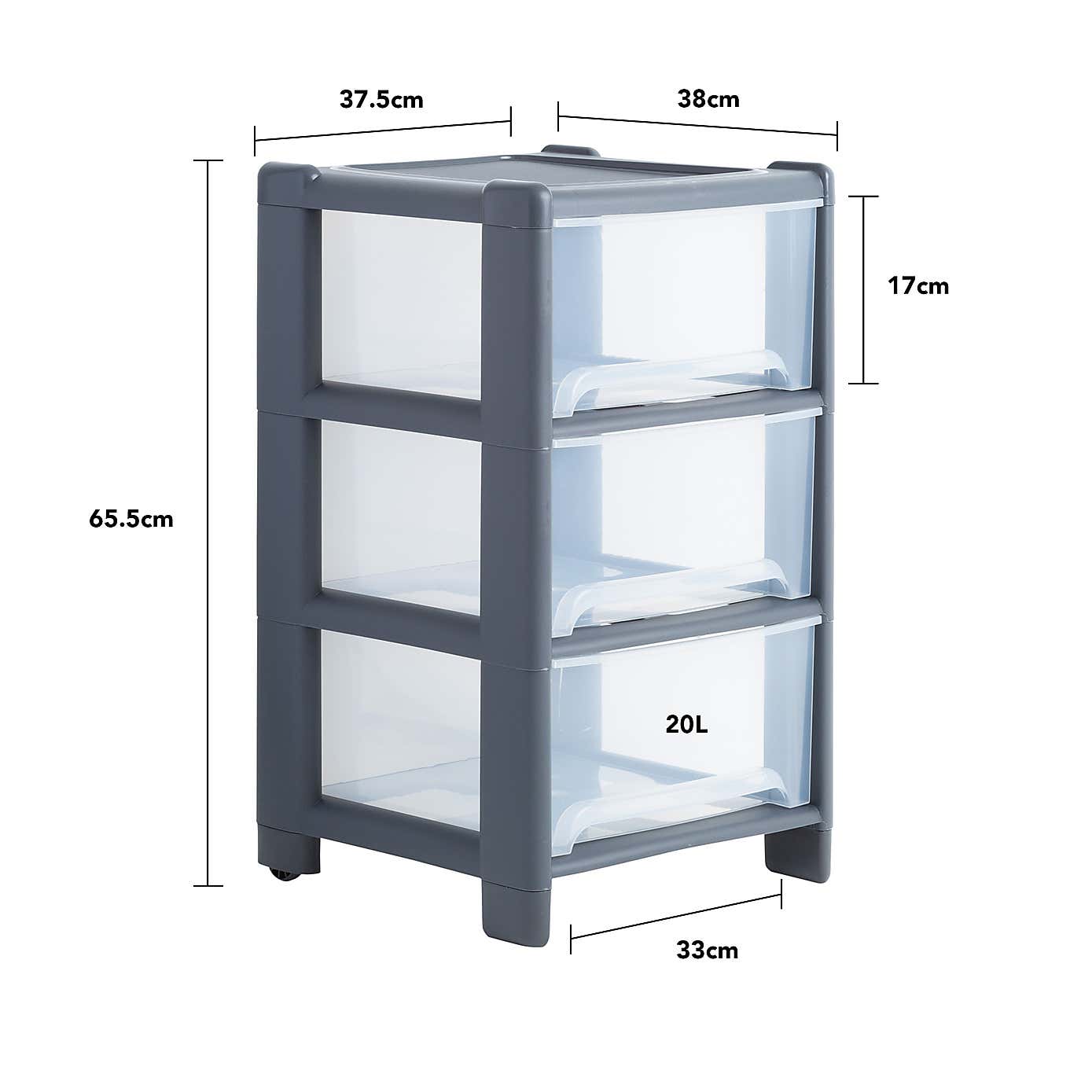 Wham Graphite Deep 3 Drawer Unit