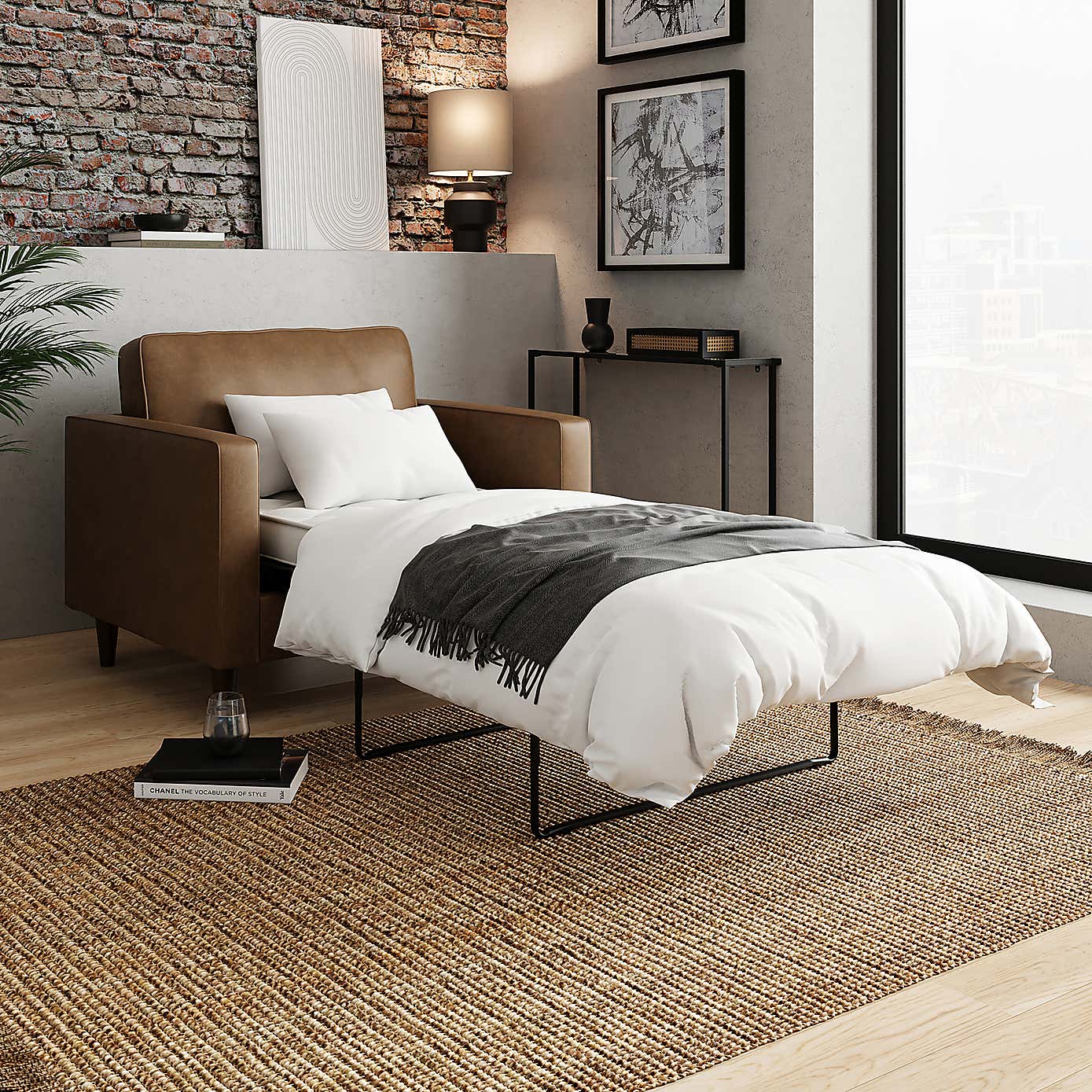 Zoe Faux Leather Snuggle Single Sofa Bed