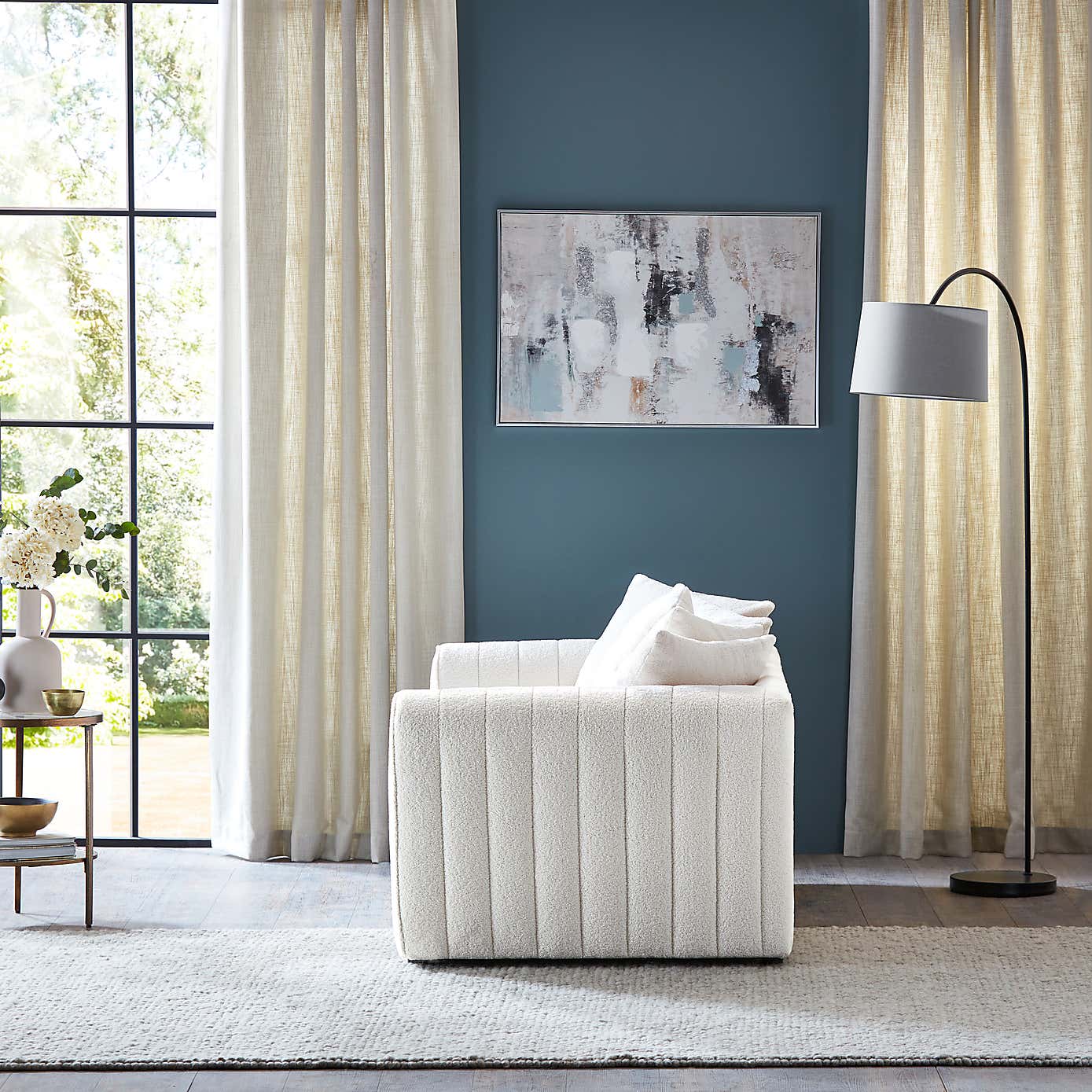 Blake II Cosy Sherpa Quilted Arm 3 Seater Sofa Ivory