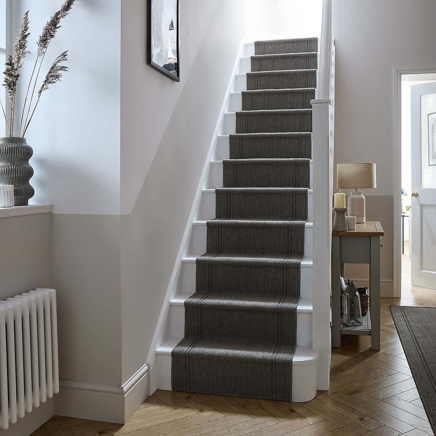 Stripe Border Jute Stair Runner