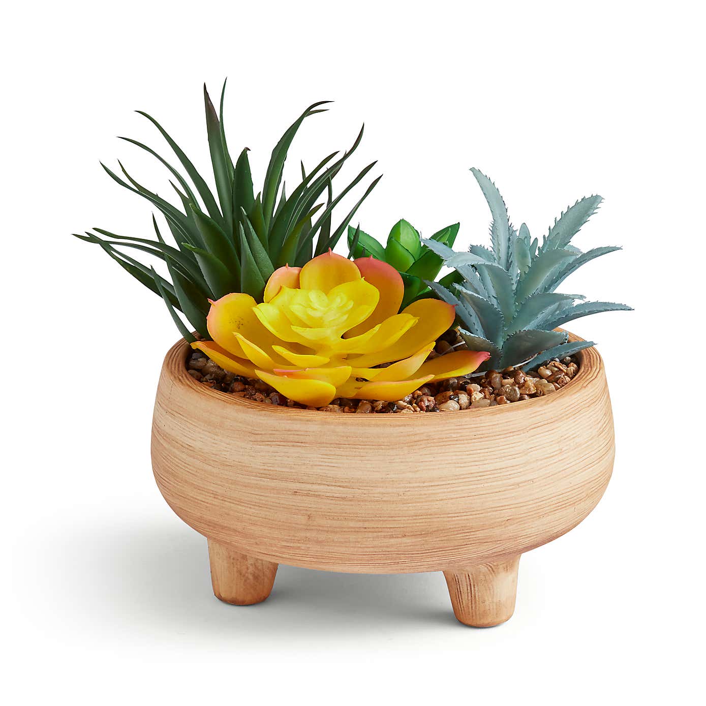 Artificial Succulents in Terracotta Footed Plant Pot