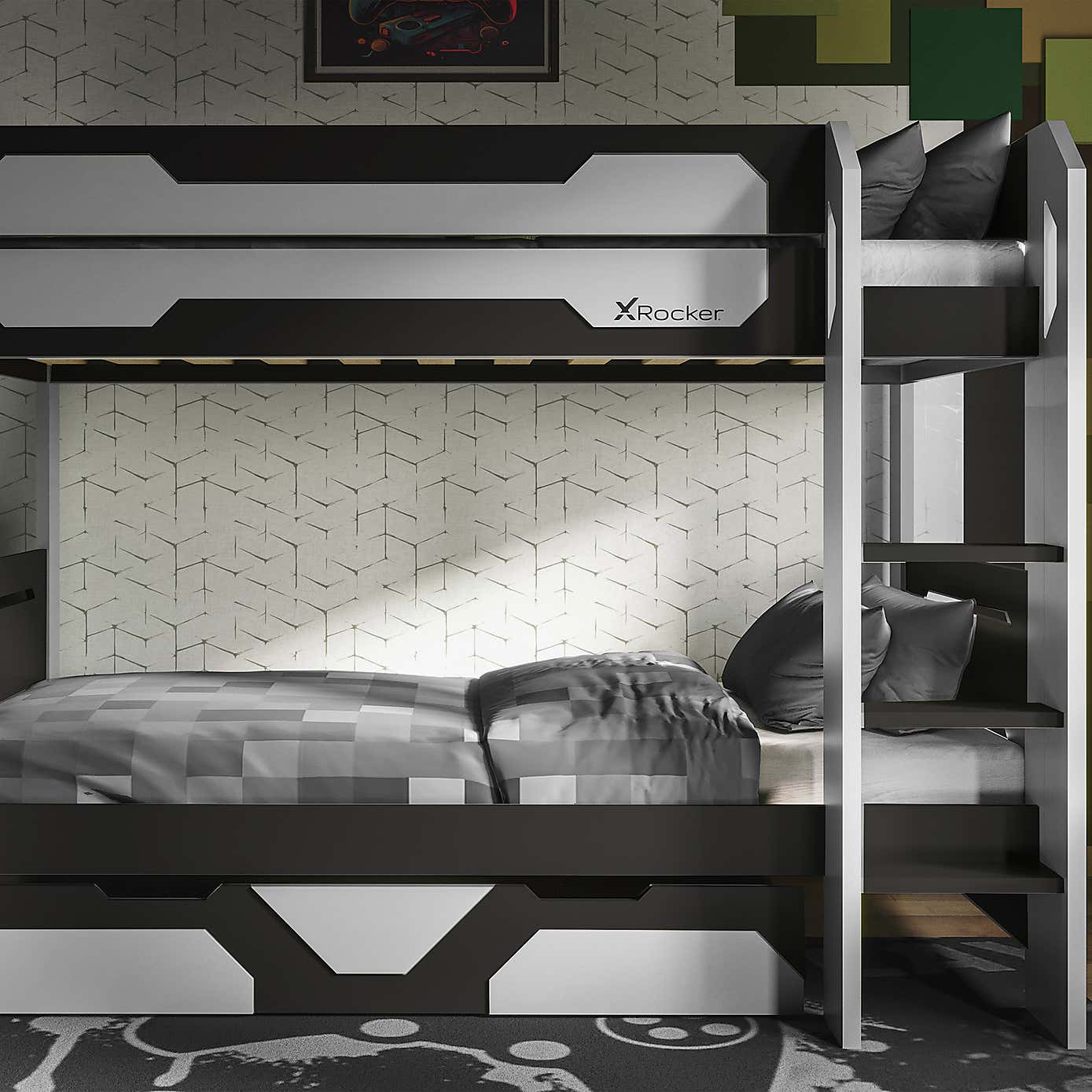 X Rocker Battalion Gaming Bunk Bed with Trundle