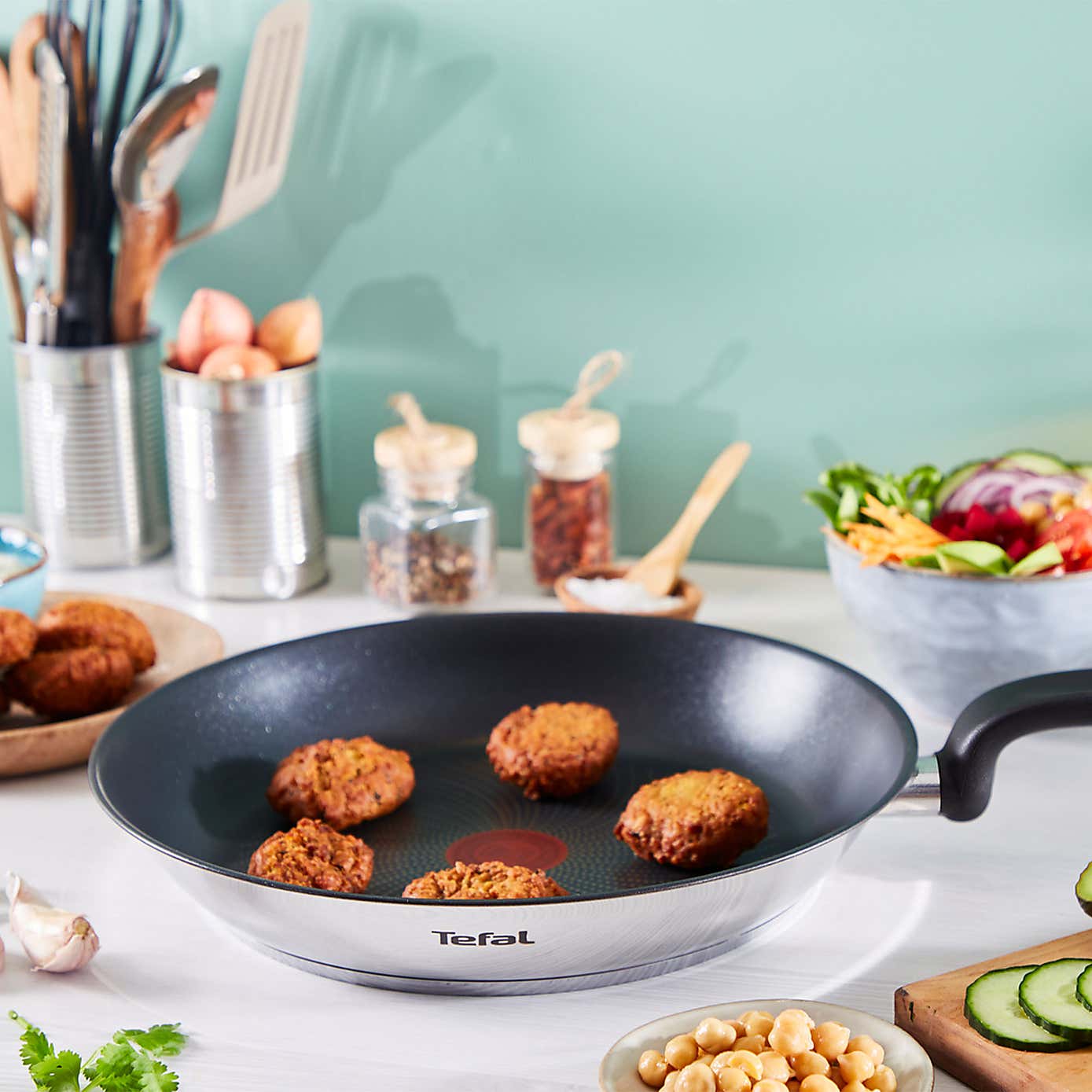 Tefal Primary Non-Stick Stainless Steel Saucepan, 28cm