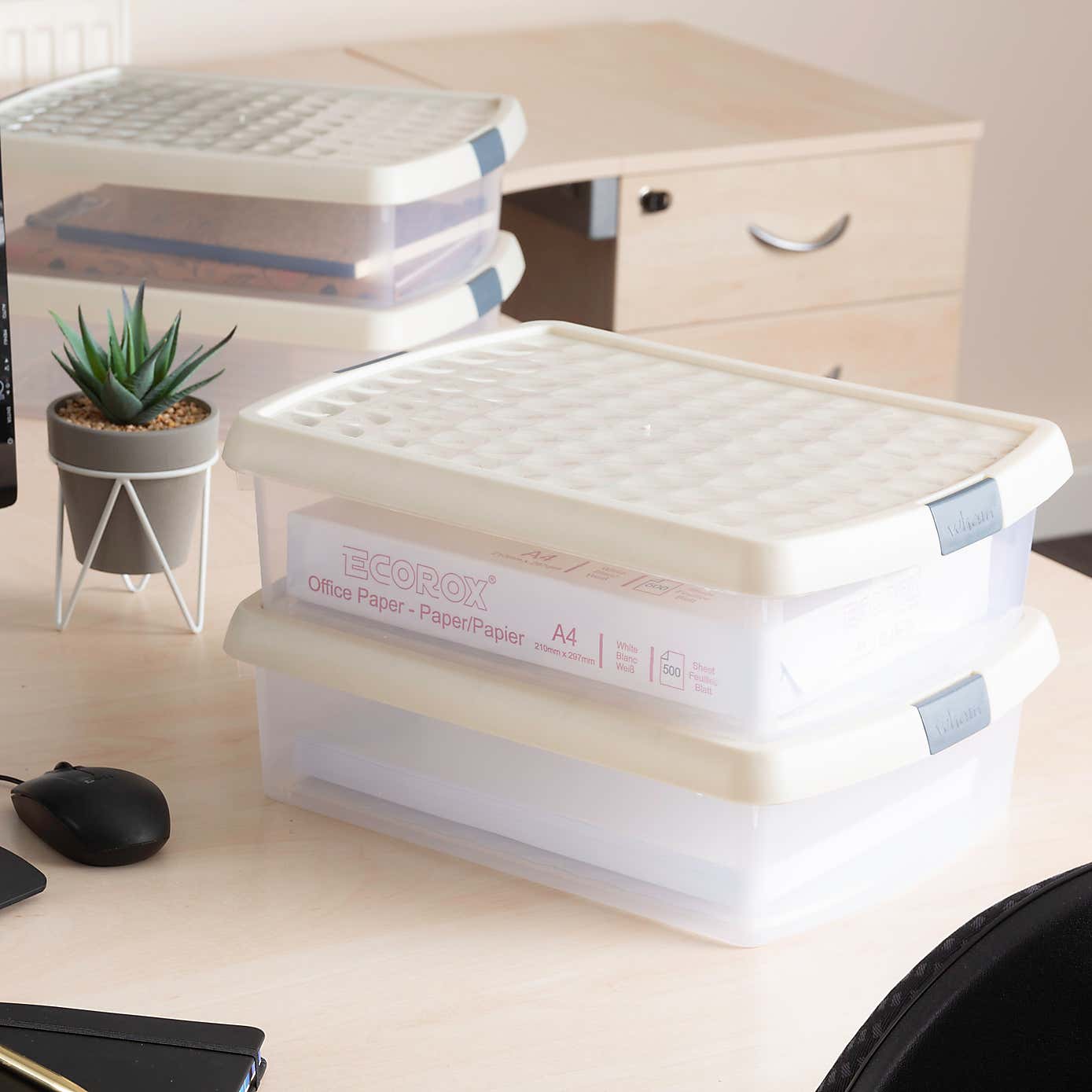 Wham Clip Pack of 4 Rectangle Storage Boxes With Lids