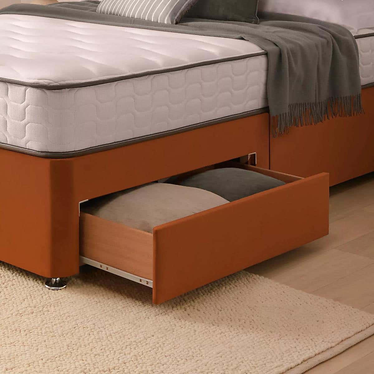 Silentnight 2 Drawer Divan Bed With Velvet Merlin Headboard