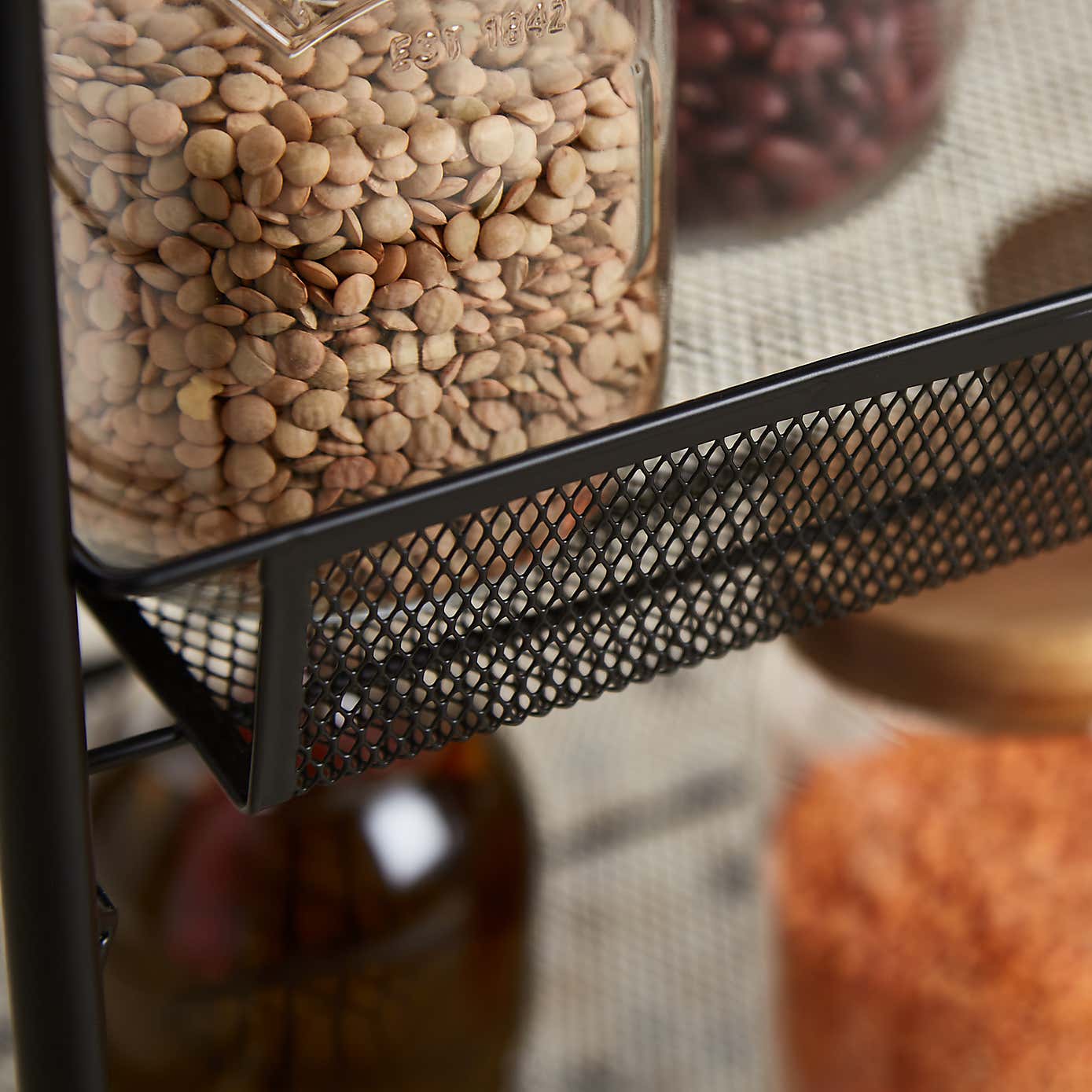 Black Mesh 3 Tier Storage Trolley