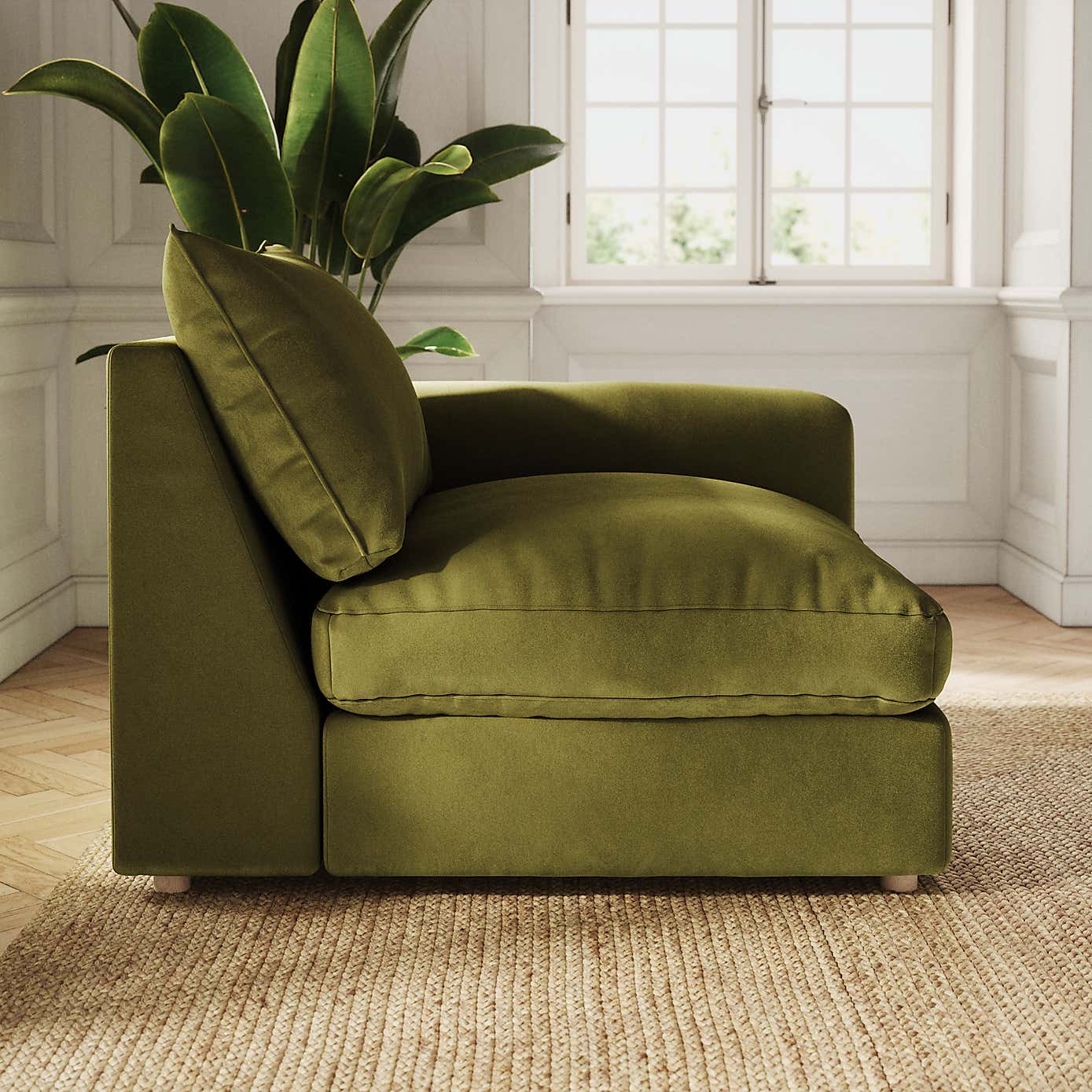 Full Circle Austin Luxury Velvet Modular Arm Corner Piece