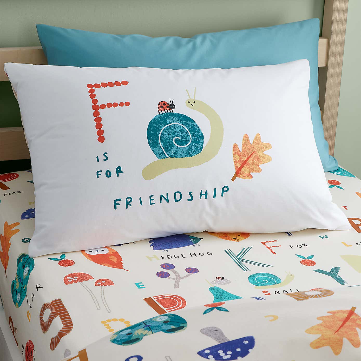 RHS Woodland Alphabet Natural Reversible Duvet Cover and Pillowcase Set