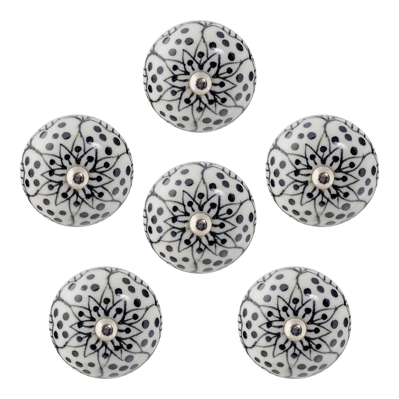 Set of 6 Nicola Spring White Rose Round Drawer Knobs
